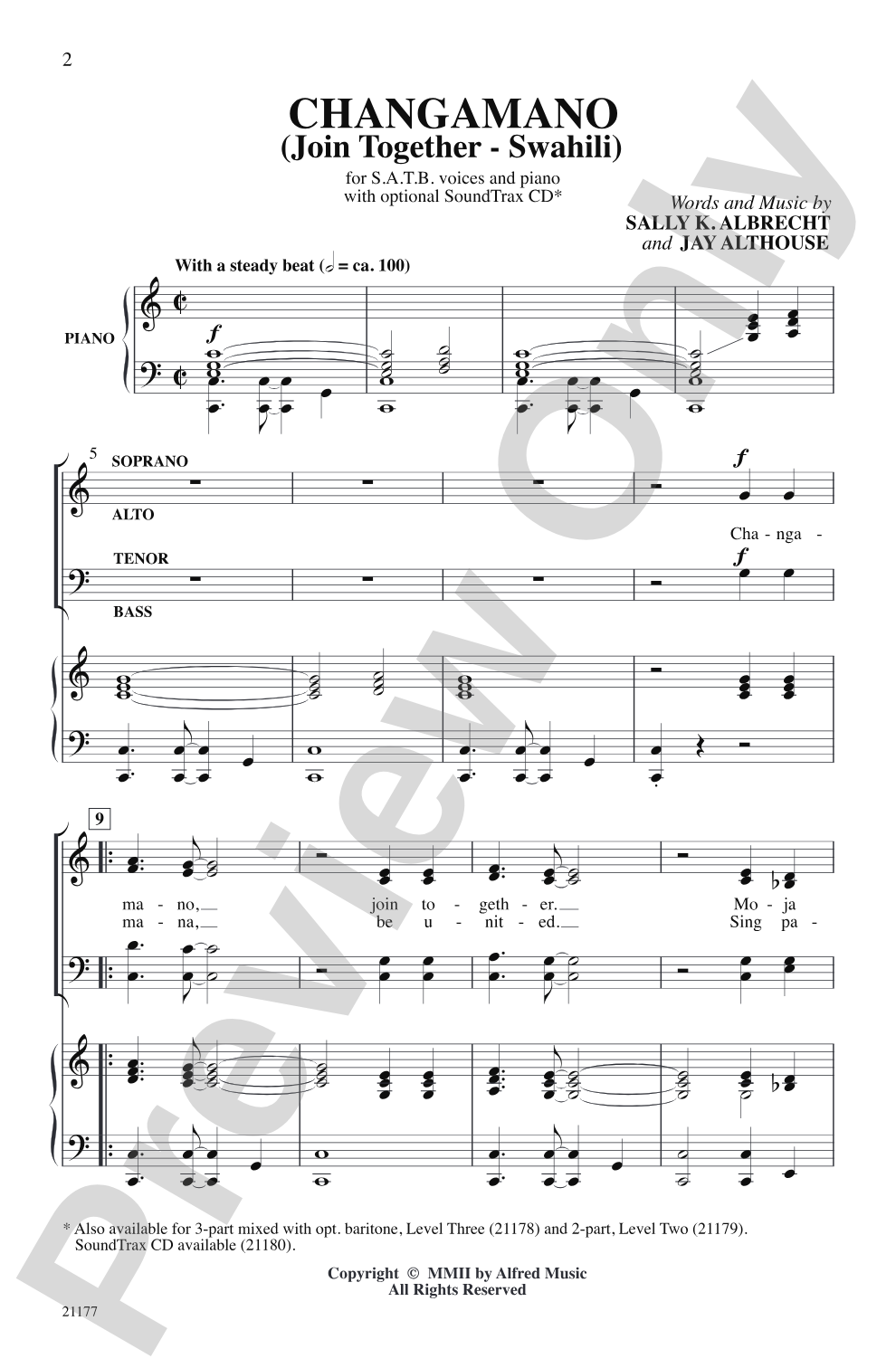 Changamano (Join Together-Swahili): SATB Choral Octavo