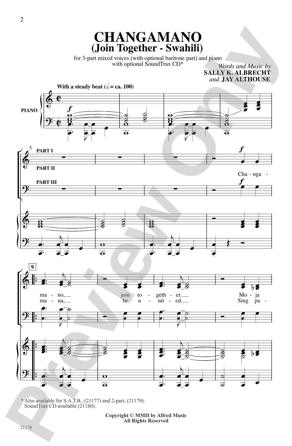 Changamano (Join Together-Swahili): 3-Part Mixed Choral Octavo