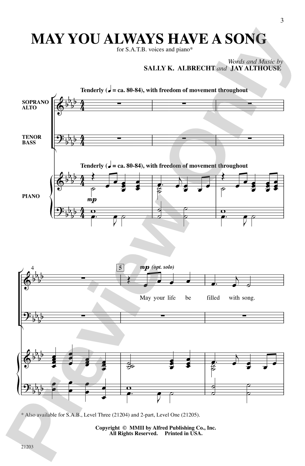 May You Always Have a Song: SATB Choral Octavo