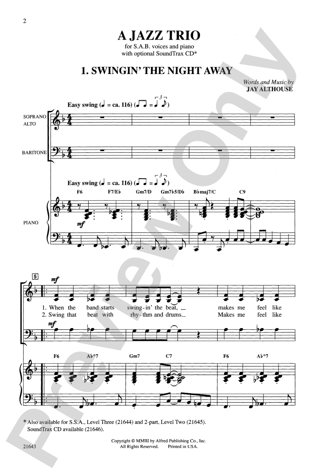 A Jazz Trio: SAB Choral Octavo
