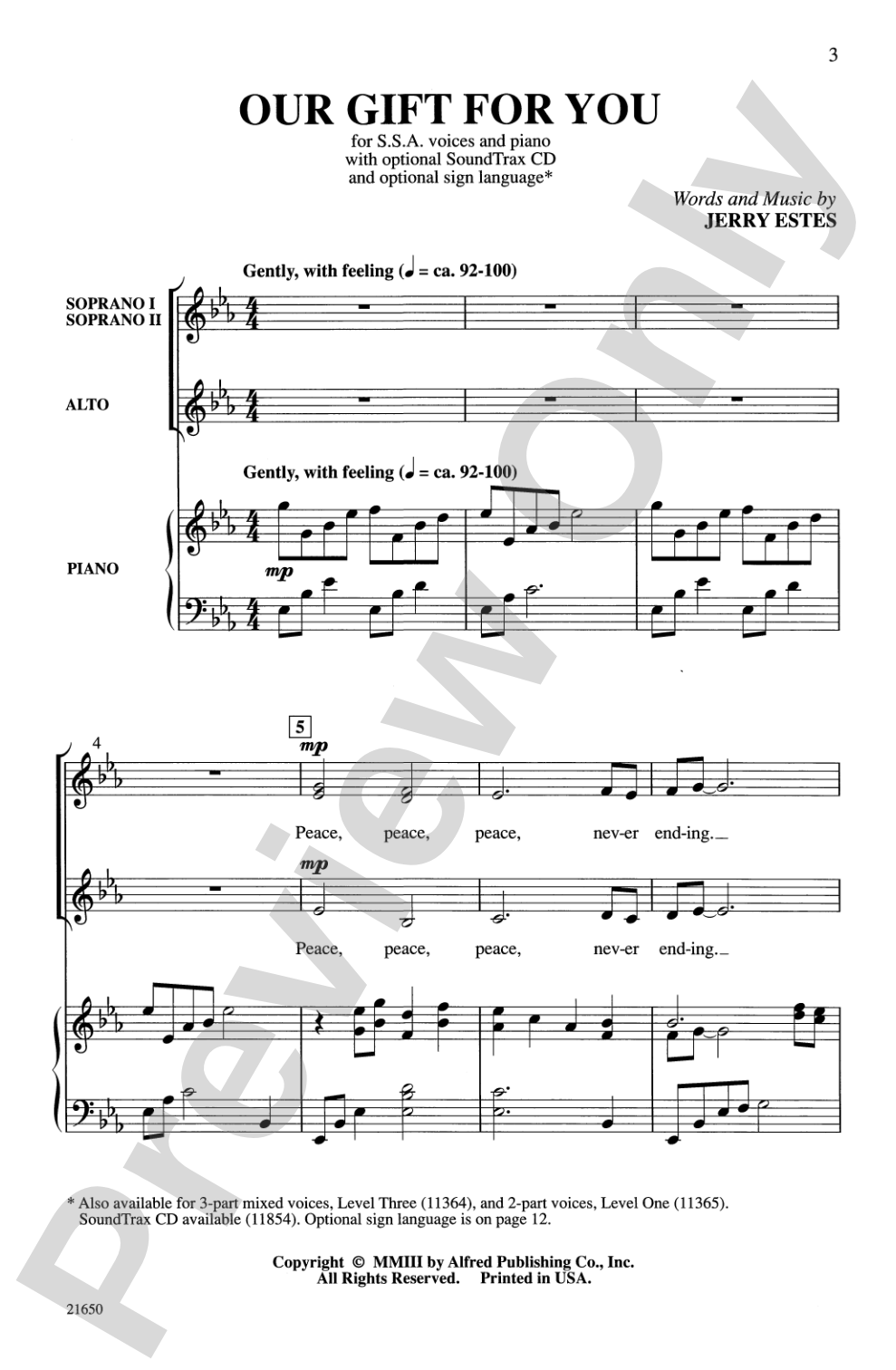 Our Gift for You: SSA Choral Octavo