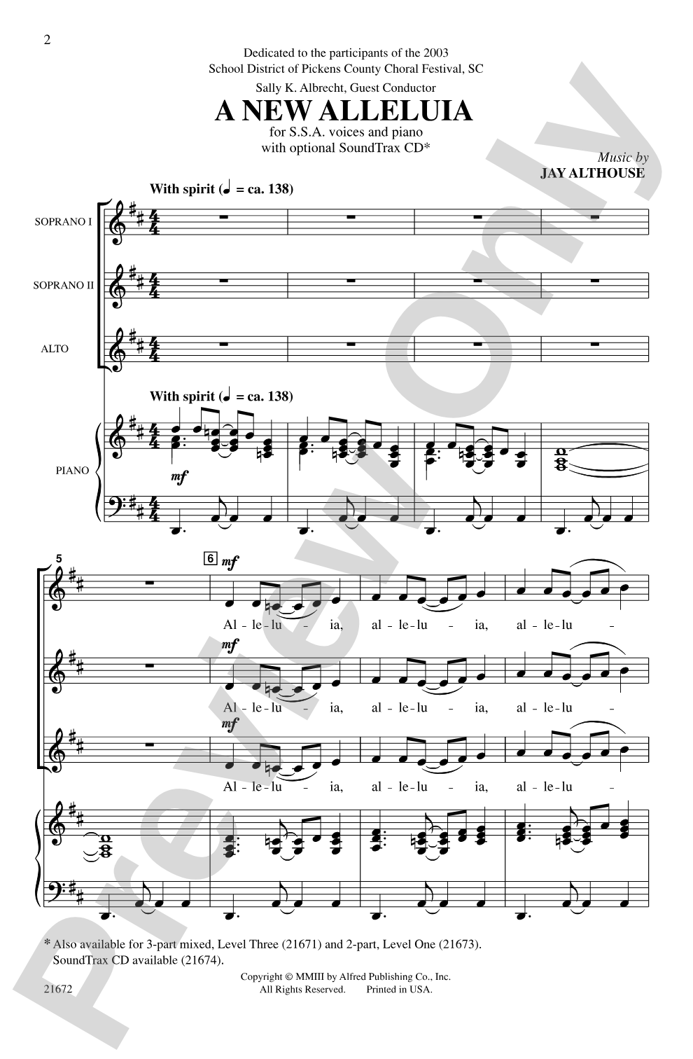 A New Alleluia: SSA Choral Octavo