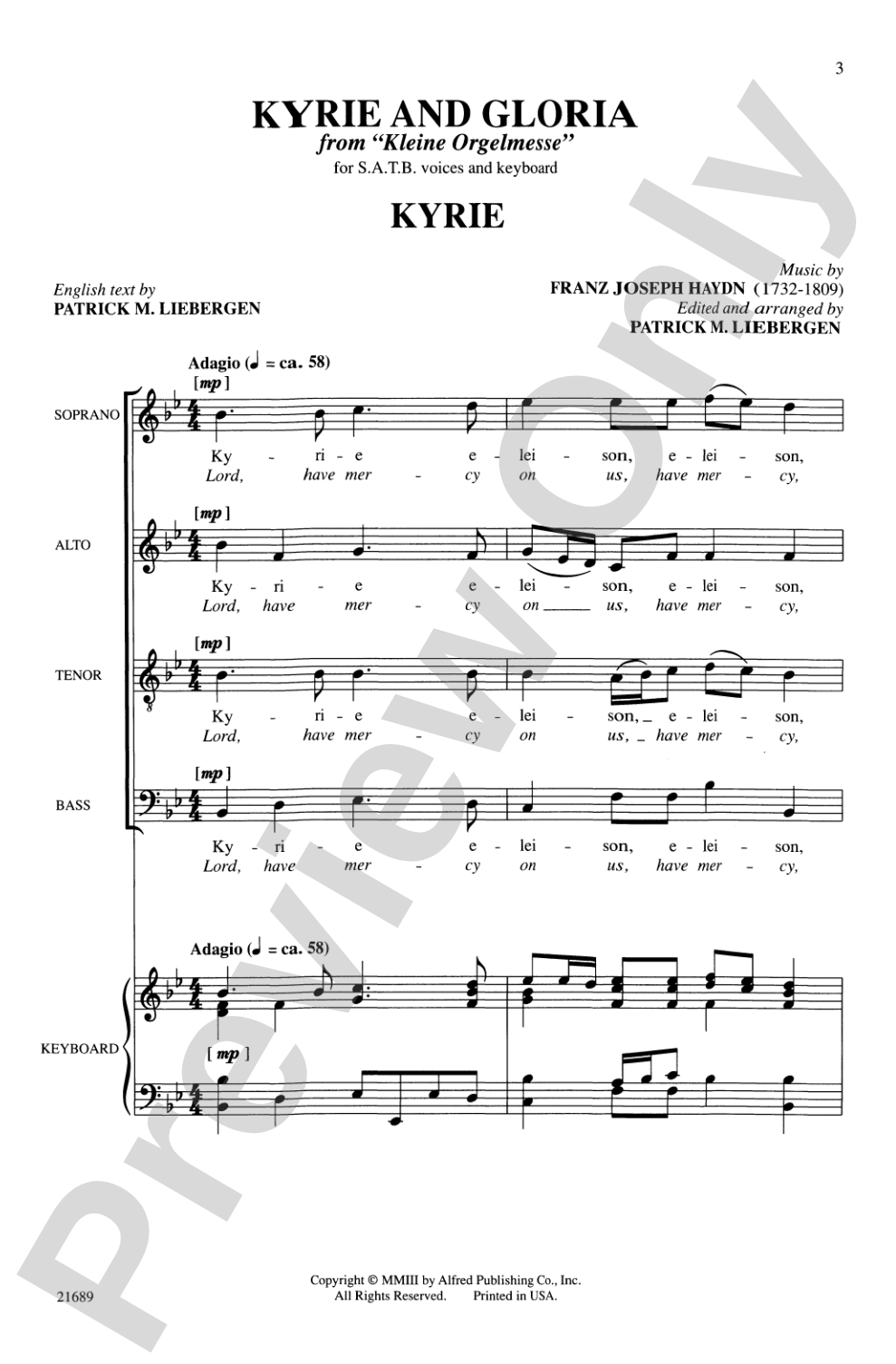 Kyrie and Gloria, from Haydn's <i>Kleine Orgelmesse</i>: SATB Choral Octavo