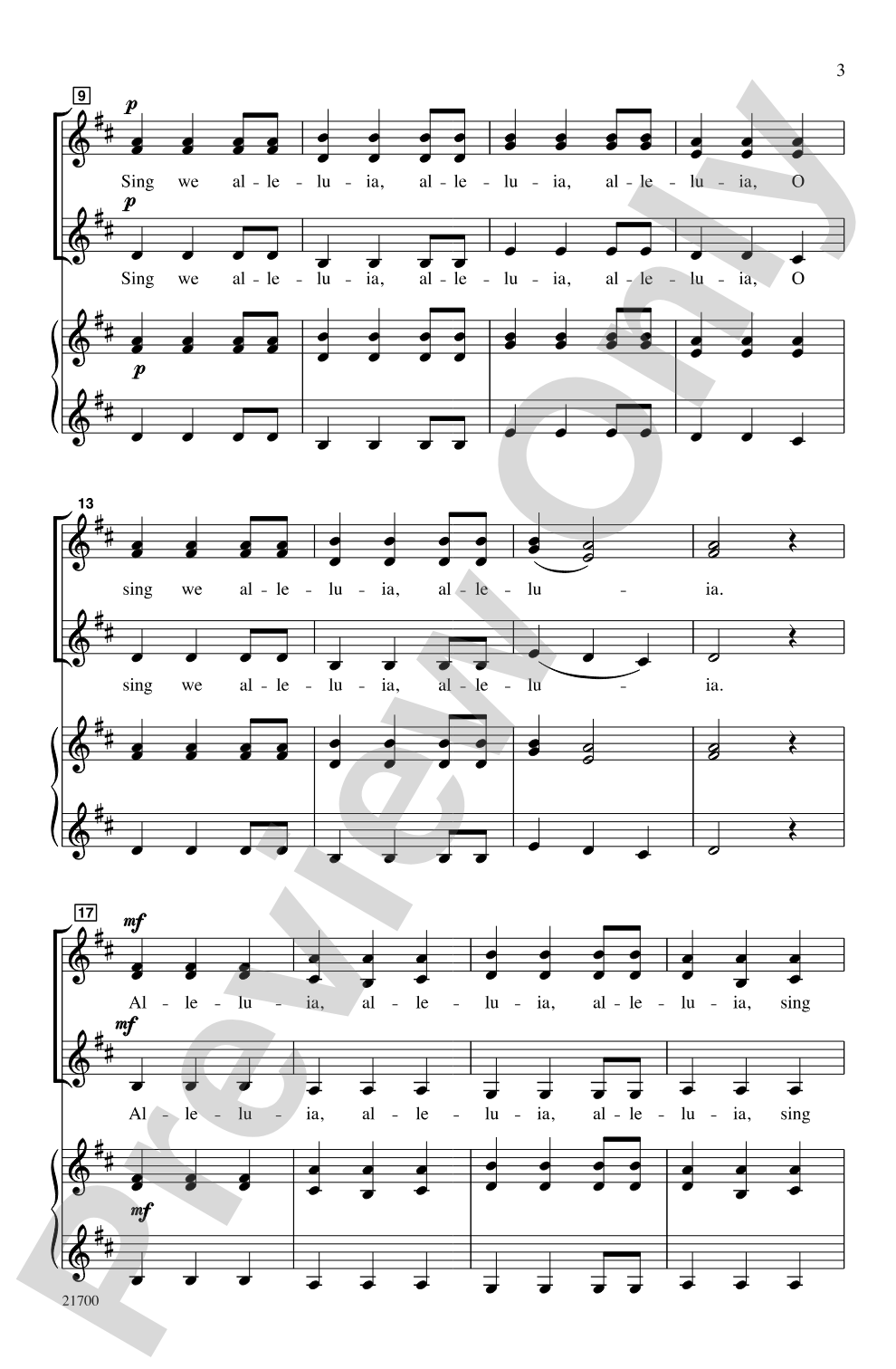 Alleluia Madrigal: SSA, <I>a cappella</I> Choral Octavo