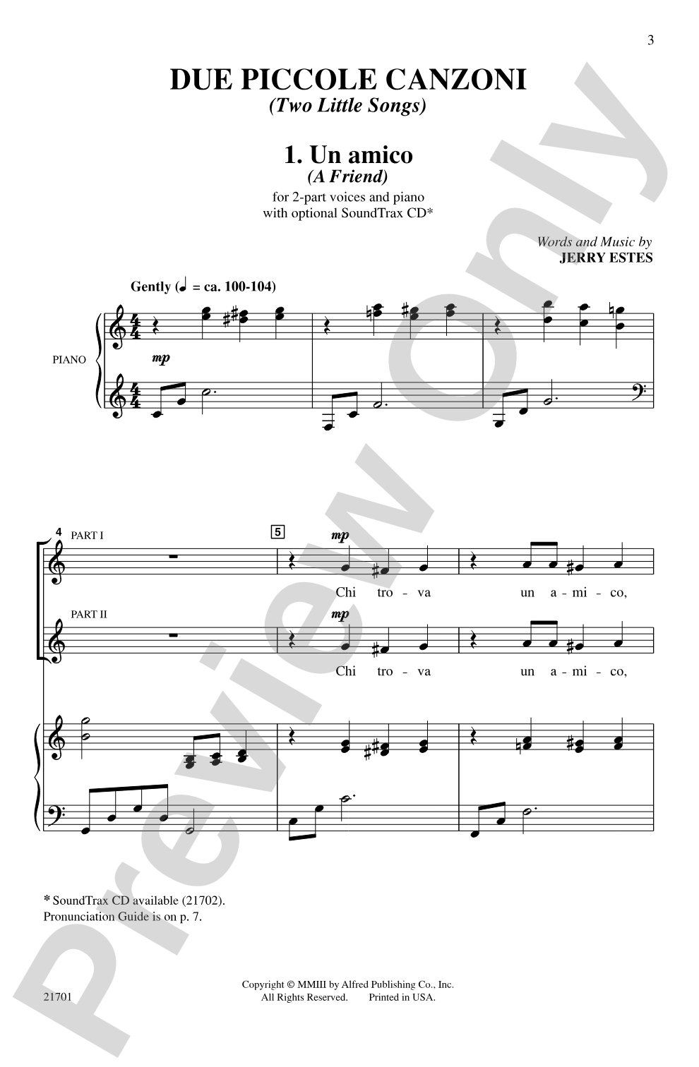 Due Piccole Canzoni (Two Little Songs): 2-Part Choral Octavo