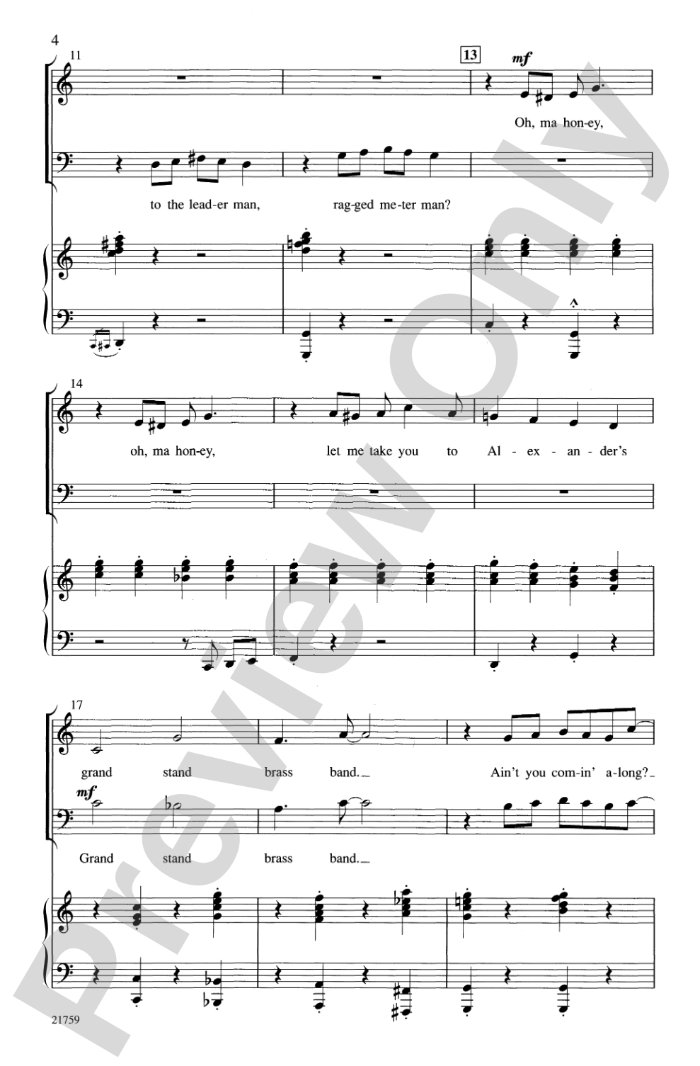 Alexander's Ragtime Band: SATB Choral Octavo