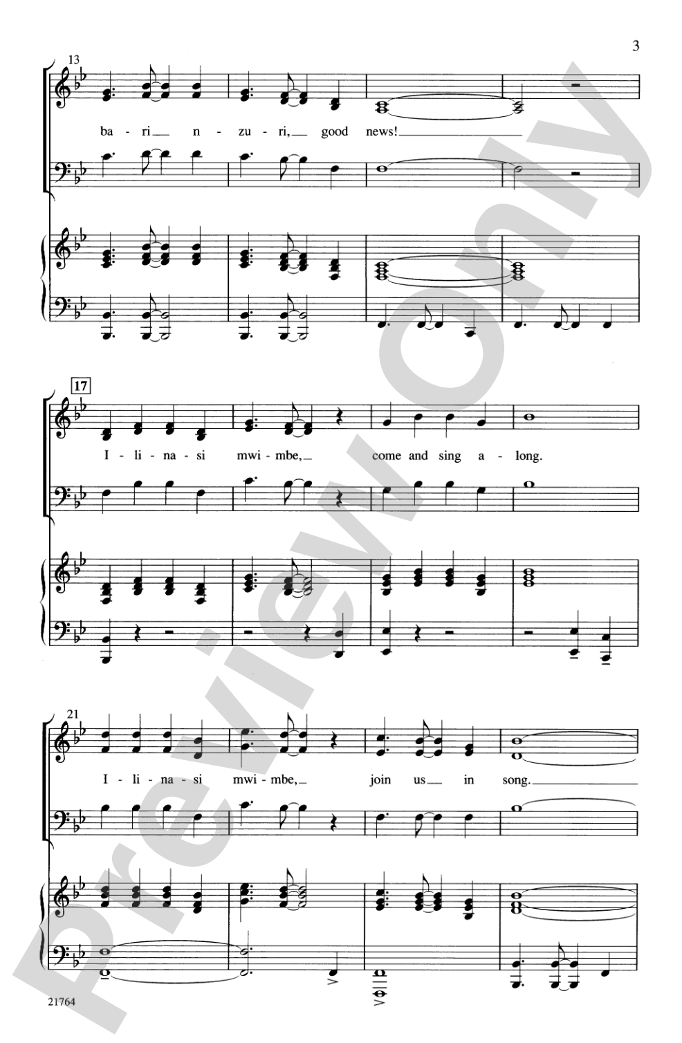 Habari Nzuri (Good News-Swahili): 3-Part Choral Octavo