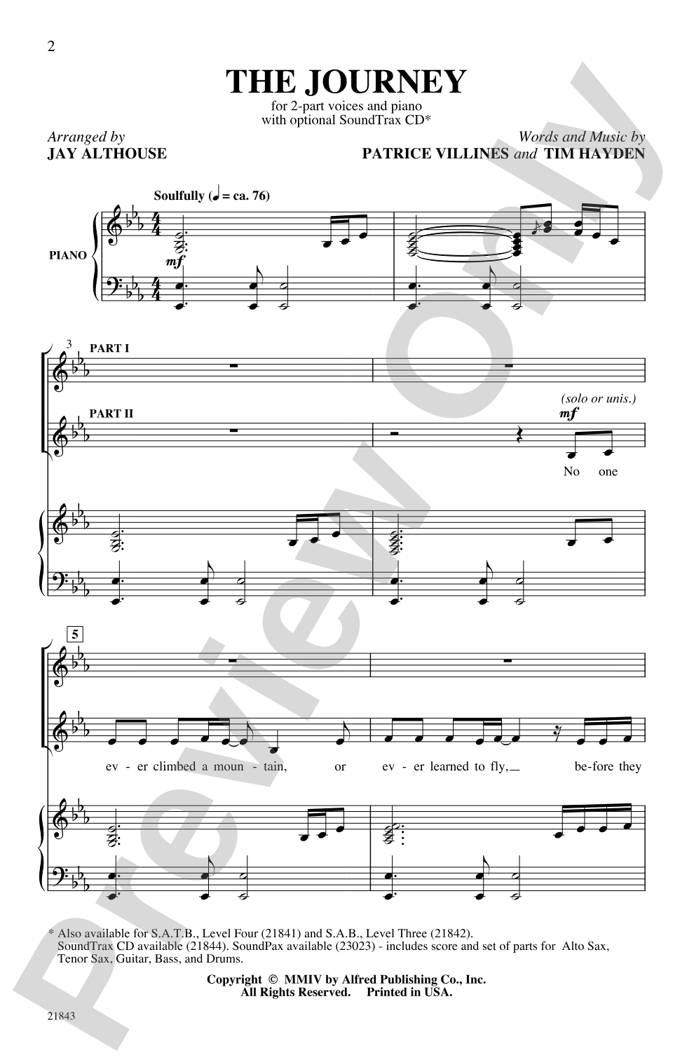 The Journey: 2-Part Choral Octavo