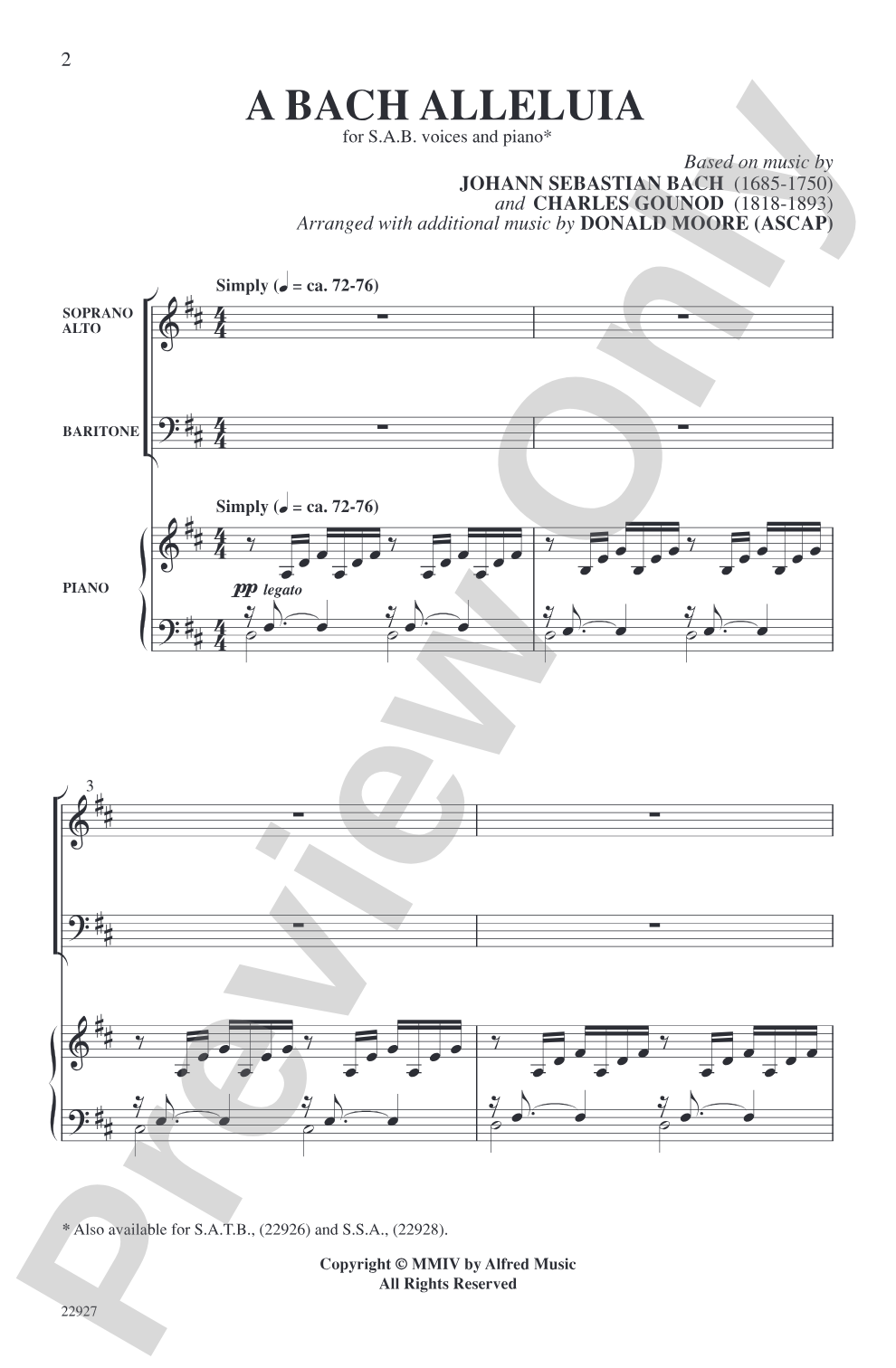 A Bach Alleluia: SAB Choral Octavo