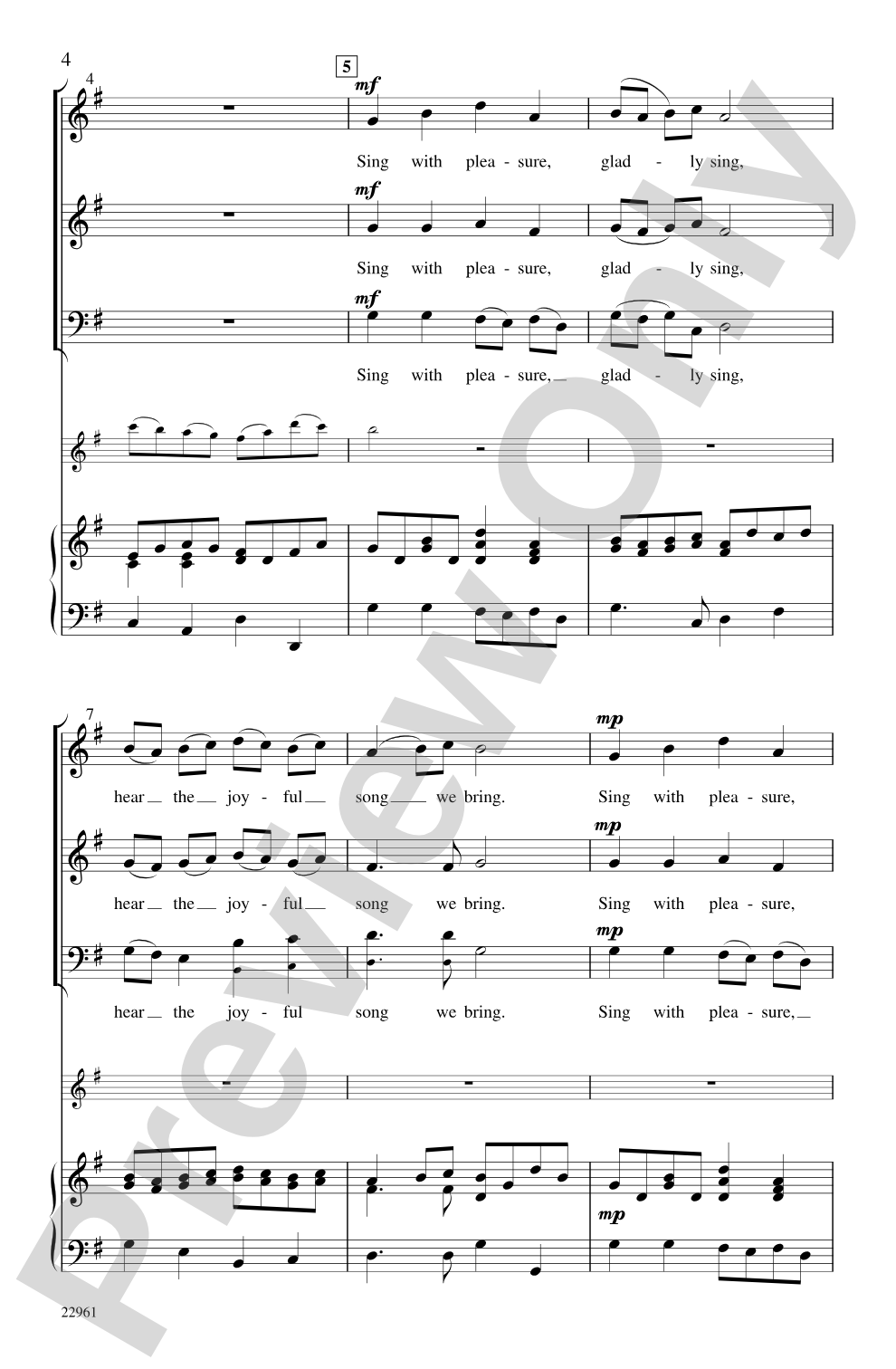 Sing with Pleasure (from <i>Saul</i>): SAB Choral Octavo
