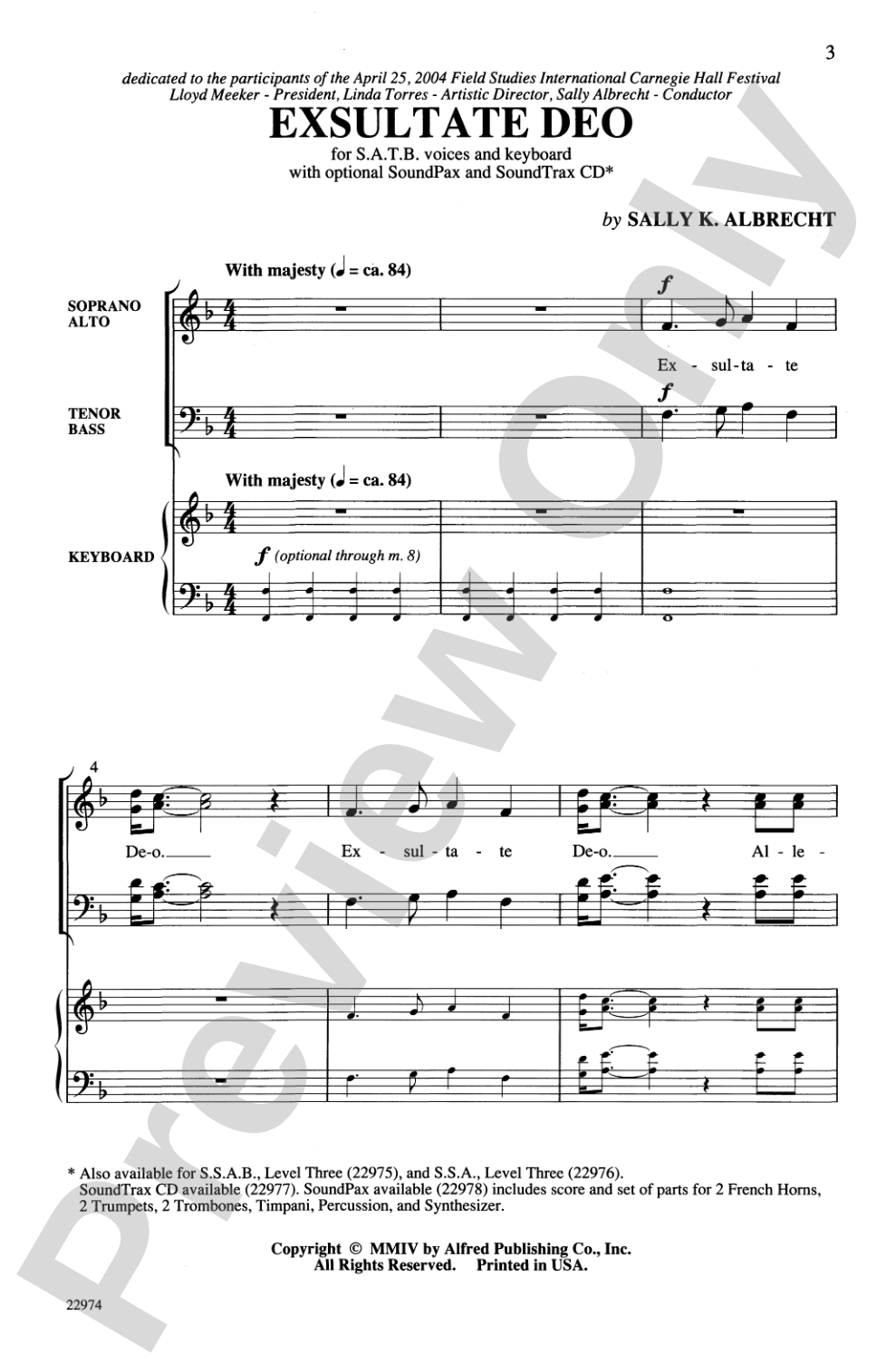 Exsultate Deo: SATB Choral Octavo