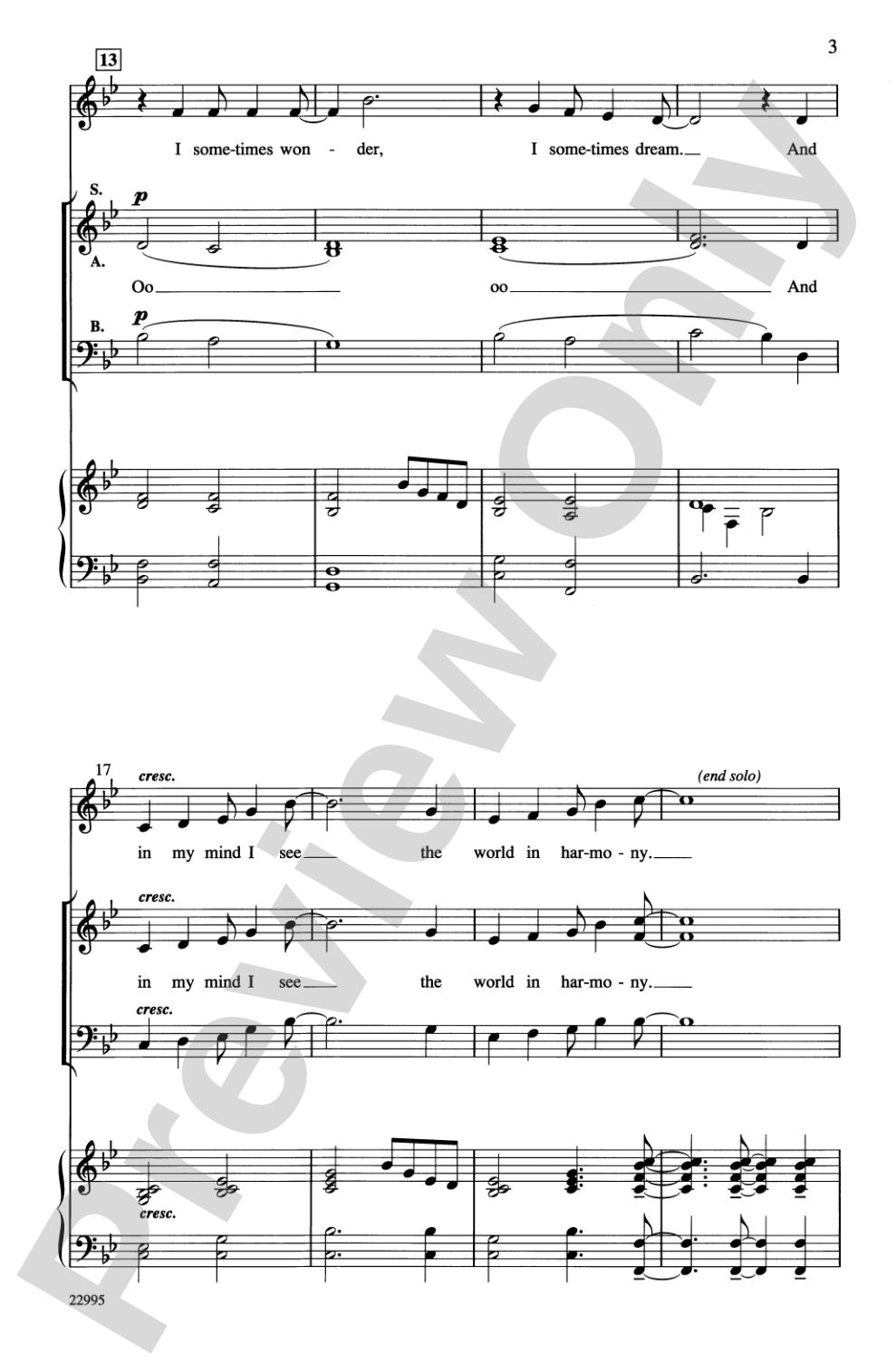 The Dream: SAB Choral Octavo