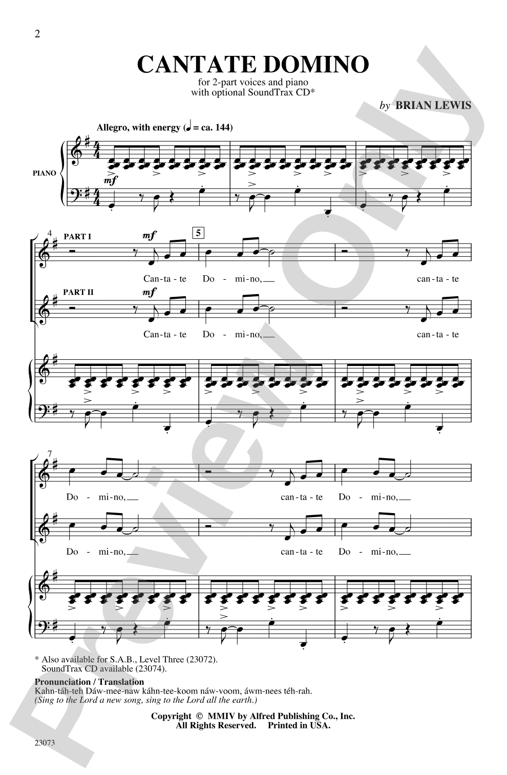 Cantate Domino: 2-Part Choral Octavo