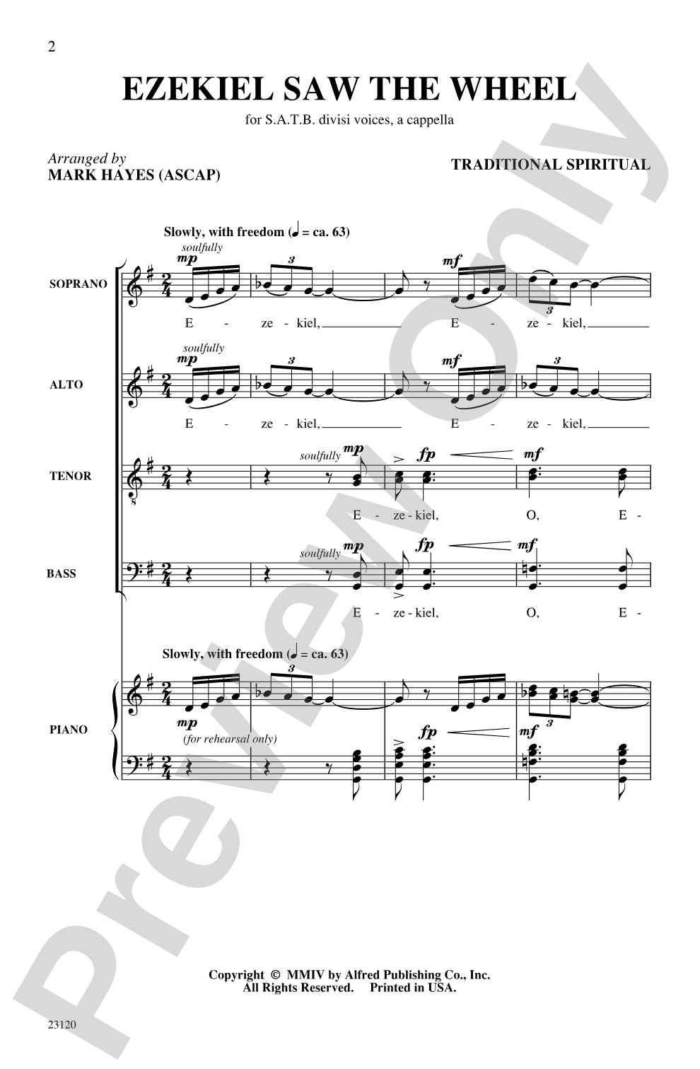 Ezekiel Saw the Wheel: SATB divisi, <I>a cappella</I> Choral Octavo