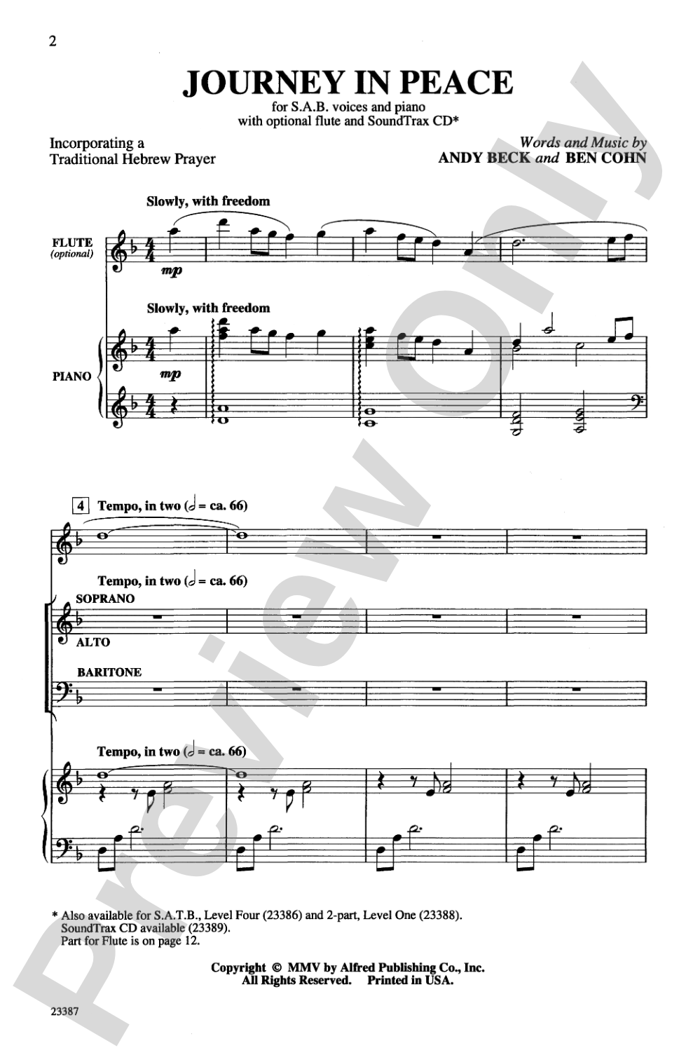 Journey in Peace: SAB Choral Octavo