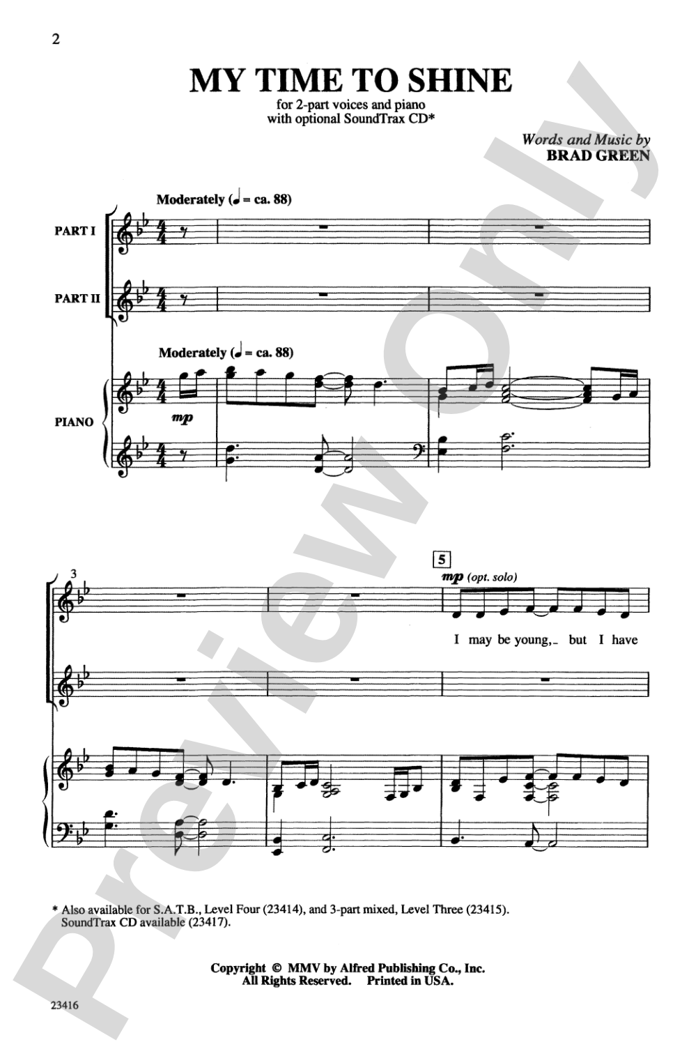 My Time to Shine: 2-Part Choral Octavo