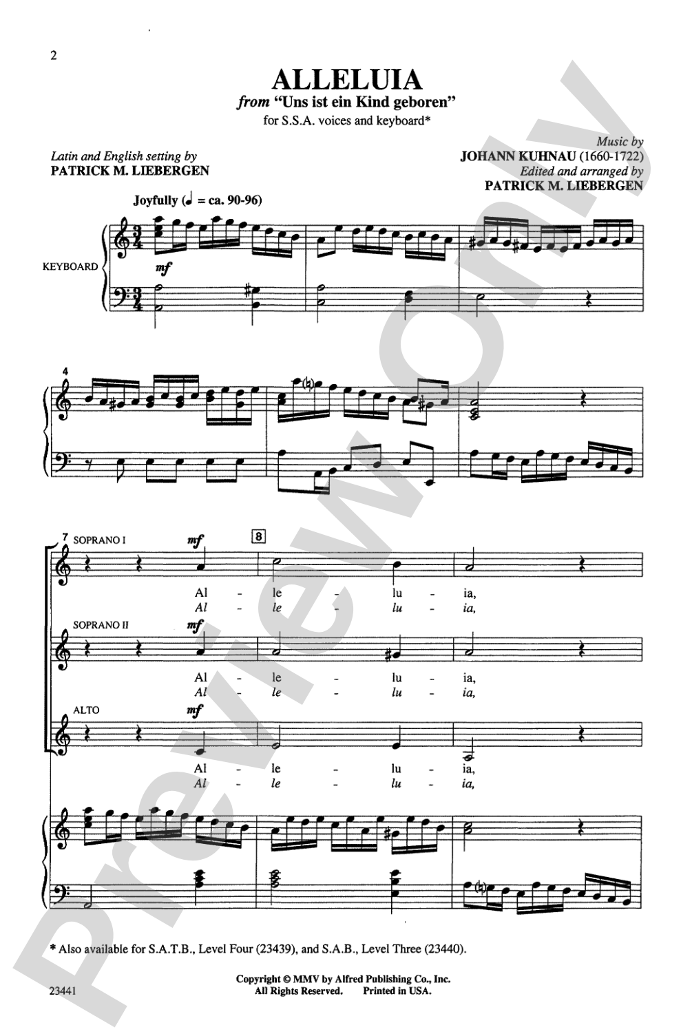 Alleluia (from <i>Uns ist ein Kind geboren</i>): SSA Choral Octavo