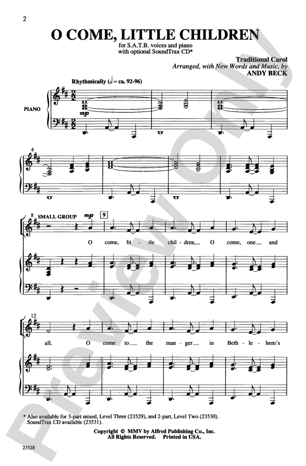 O Come, Little Children: SATB Choral Octavo