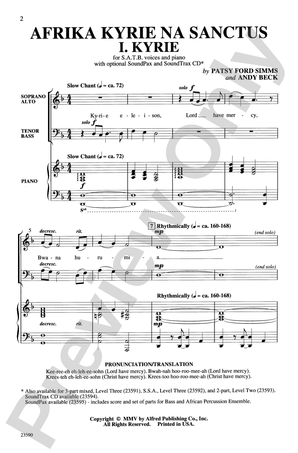 Afrika Kyrie na Sanctus: SATB Choral Octavo