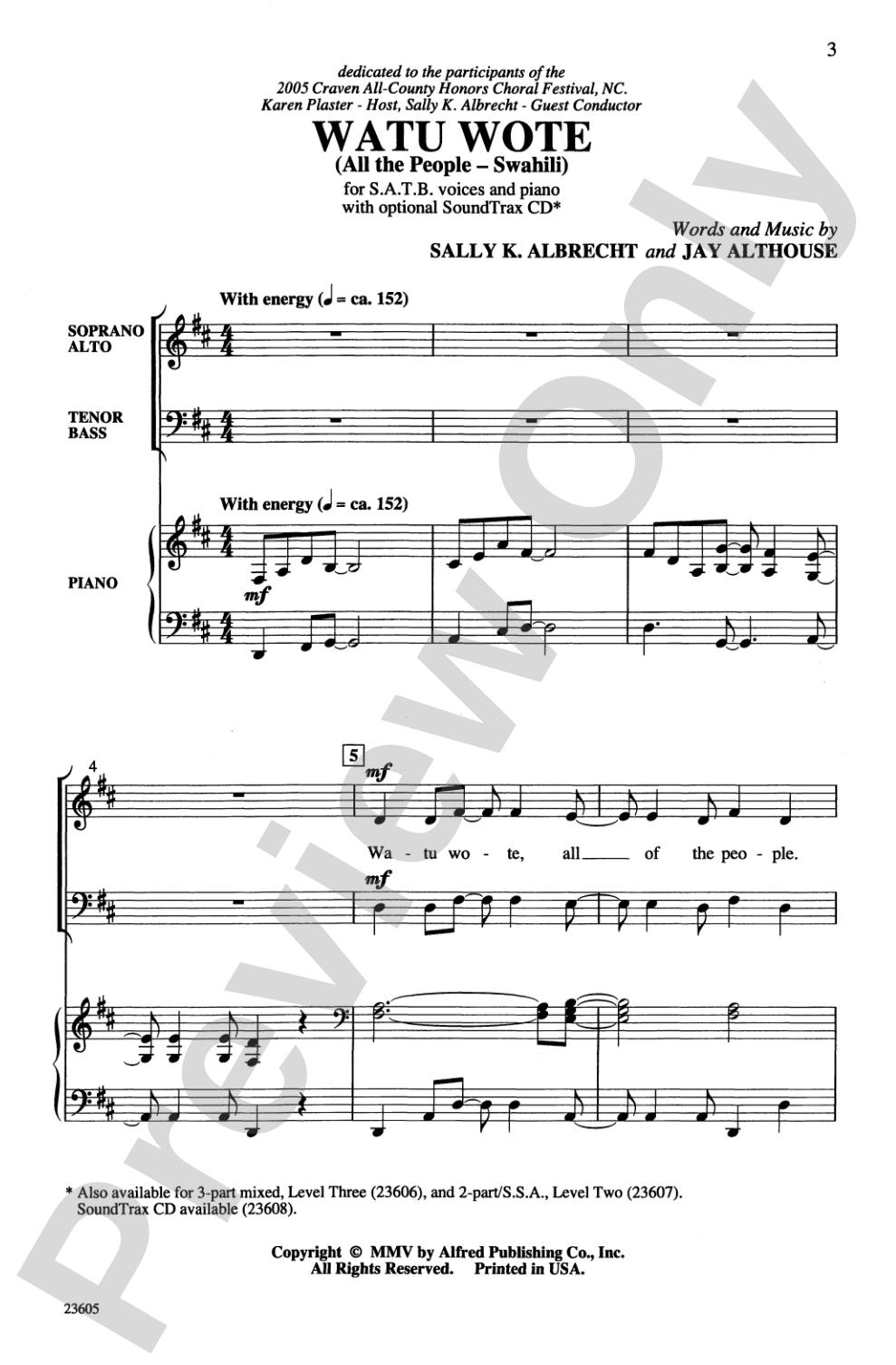 Watu Wote (All the People -- Swahili): SATB Choral Octavo