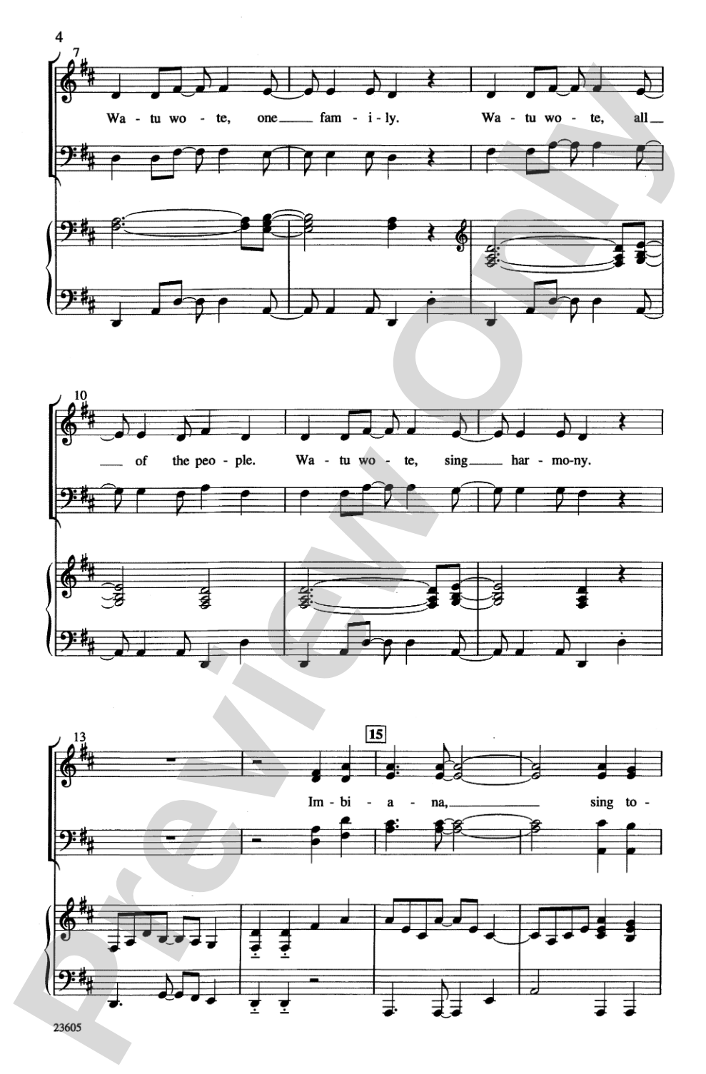 Watu Wote (All the People -- Swahili): SATB Choral Octavo