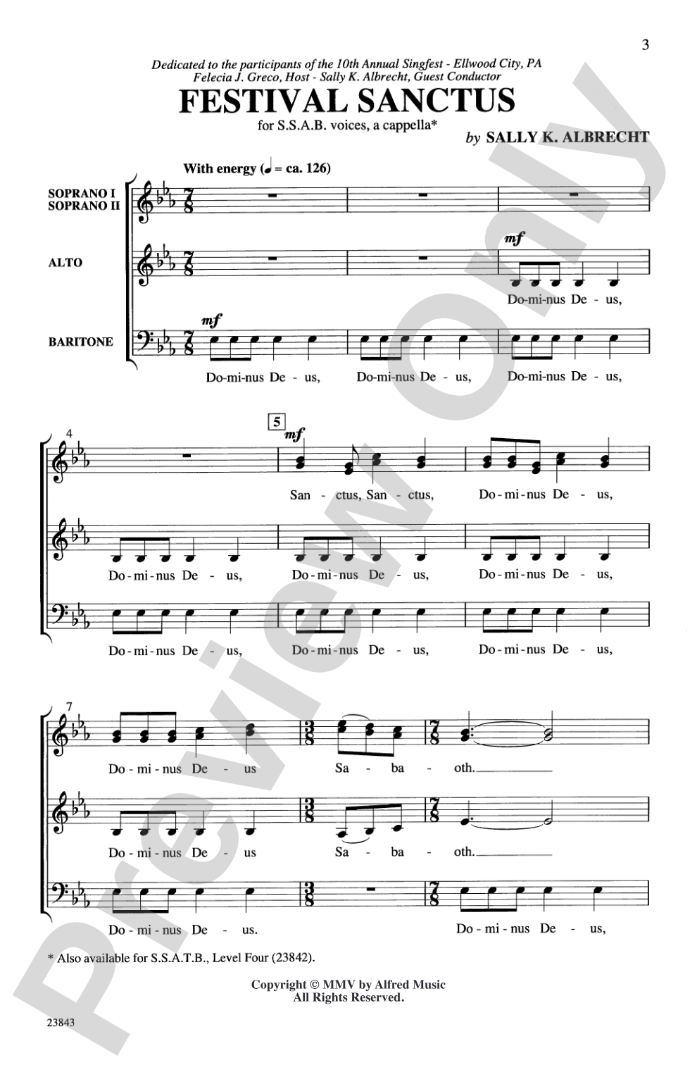 Festival Sanctus: SSAB, <I>a cappella</I> Choral Octavo