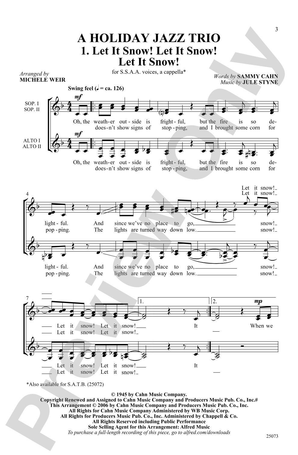 A Holiday Jazz Trio: SSAA, <I>a cappella</I> Choral Octavo