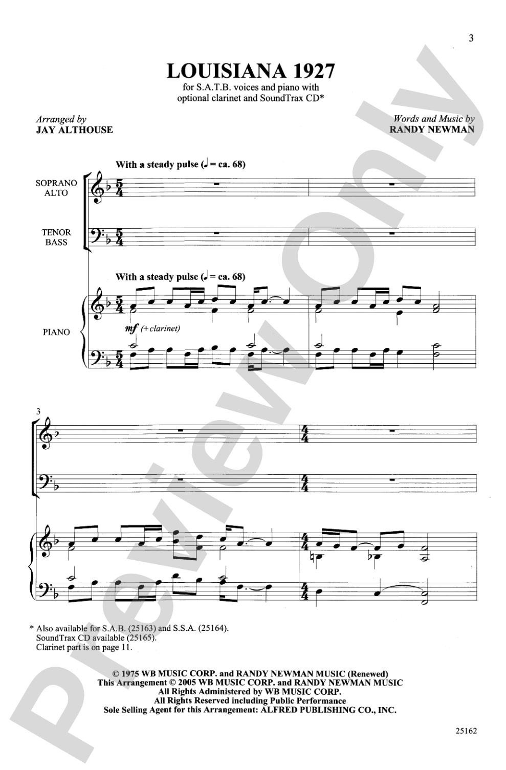 Louisiana 1927: SATB Choral Octavo