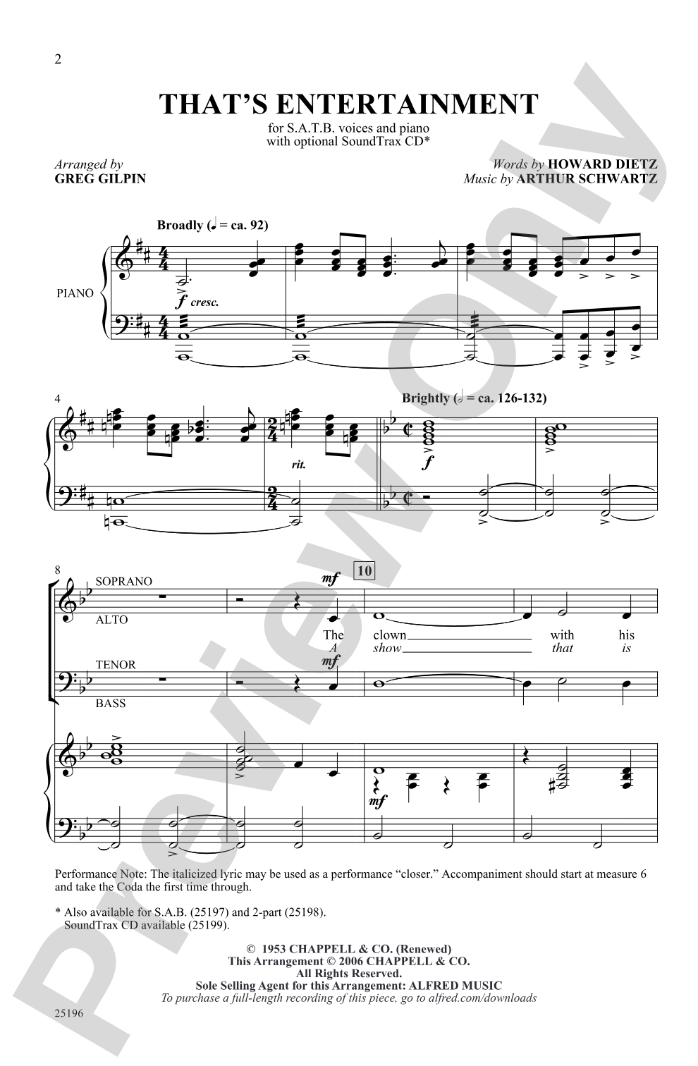 That's Entertainment: SATB Choral Octavo