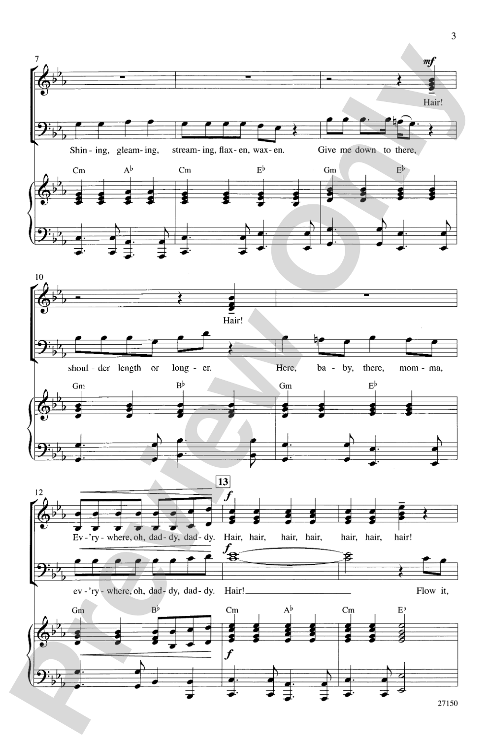 Hair (from <I>Hair</I>): SATB Choral Octavo
