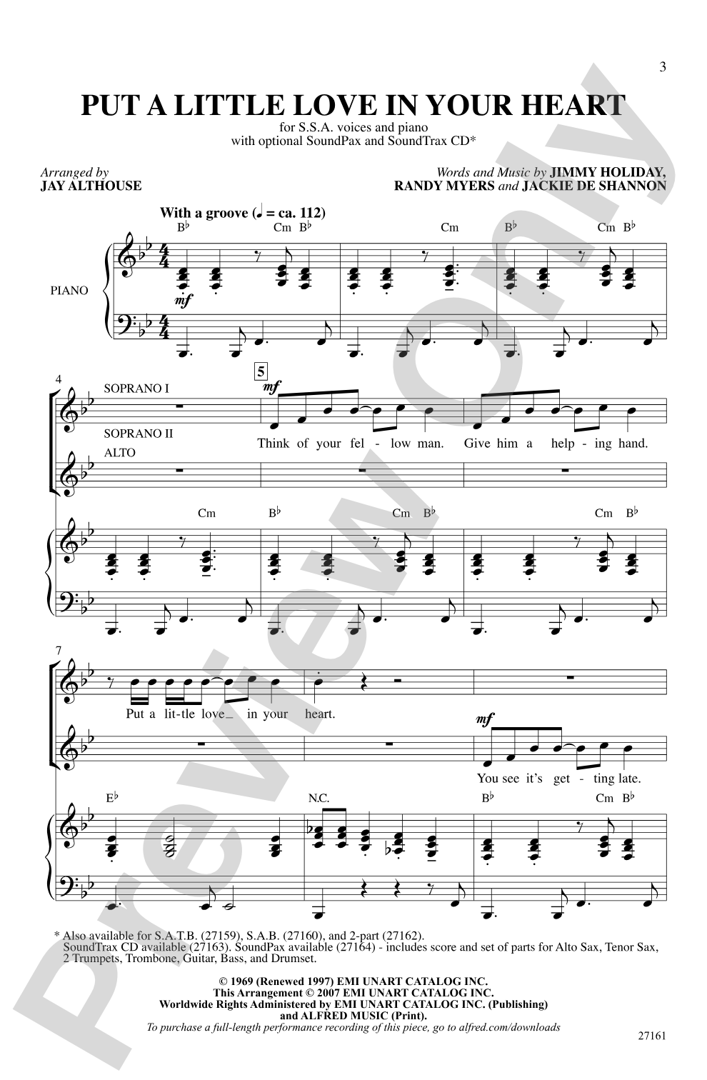 Put a Little Love in Your Heart: SSA Choral Octavo