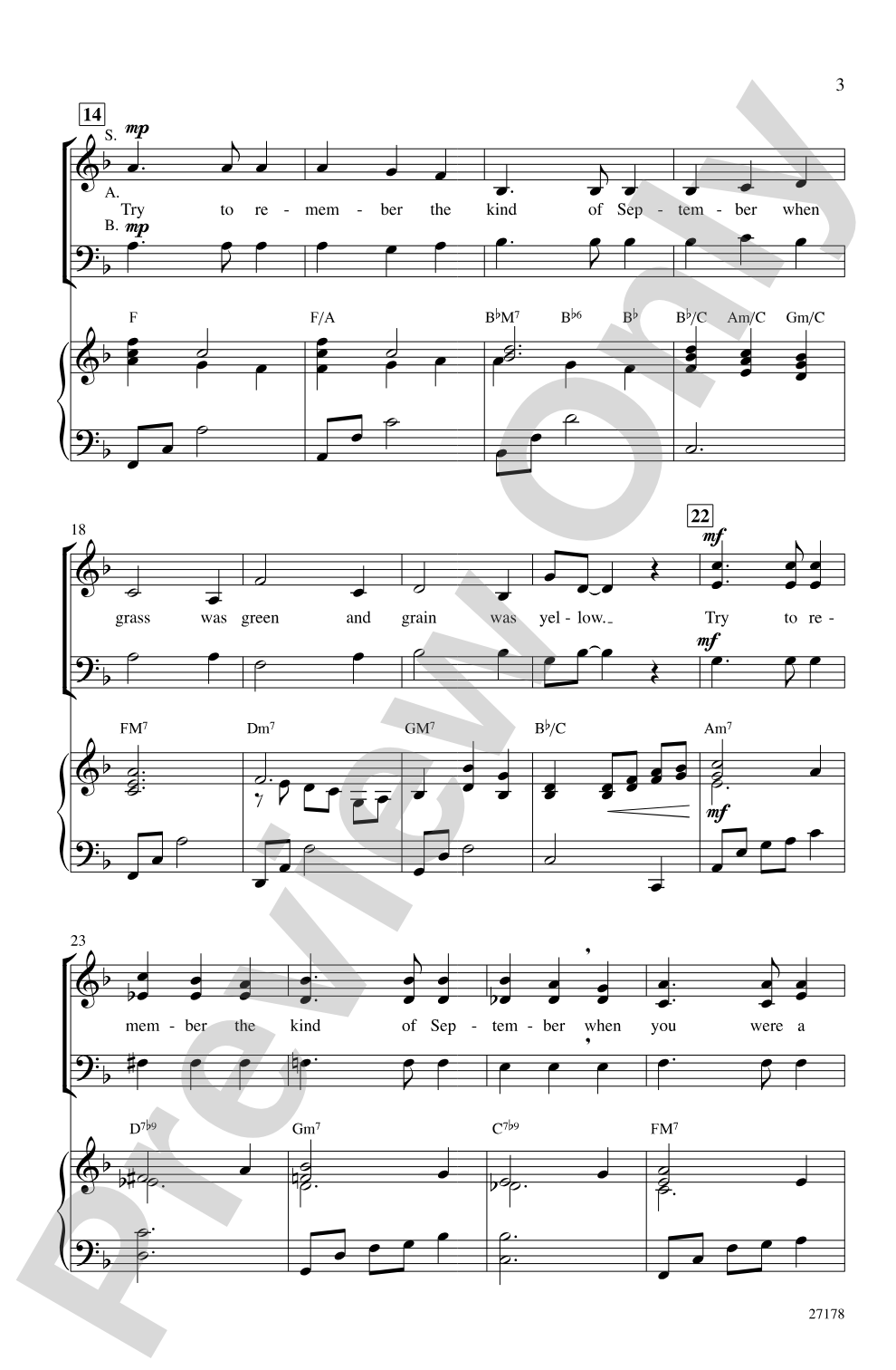 Try to Remember (from <I>The Fantasticks</I>): SAB Choral Octavo