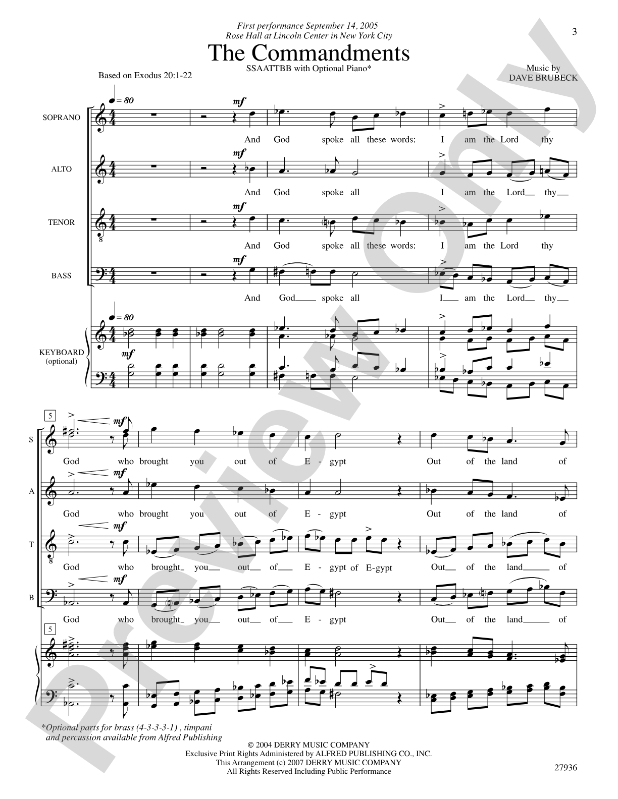 The Commandments: SSAATTBB Choral Octavo
