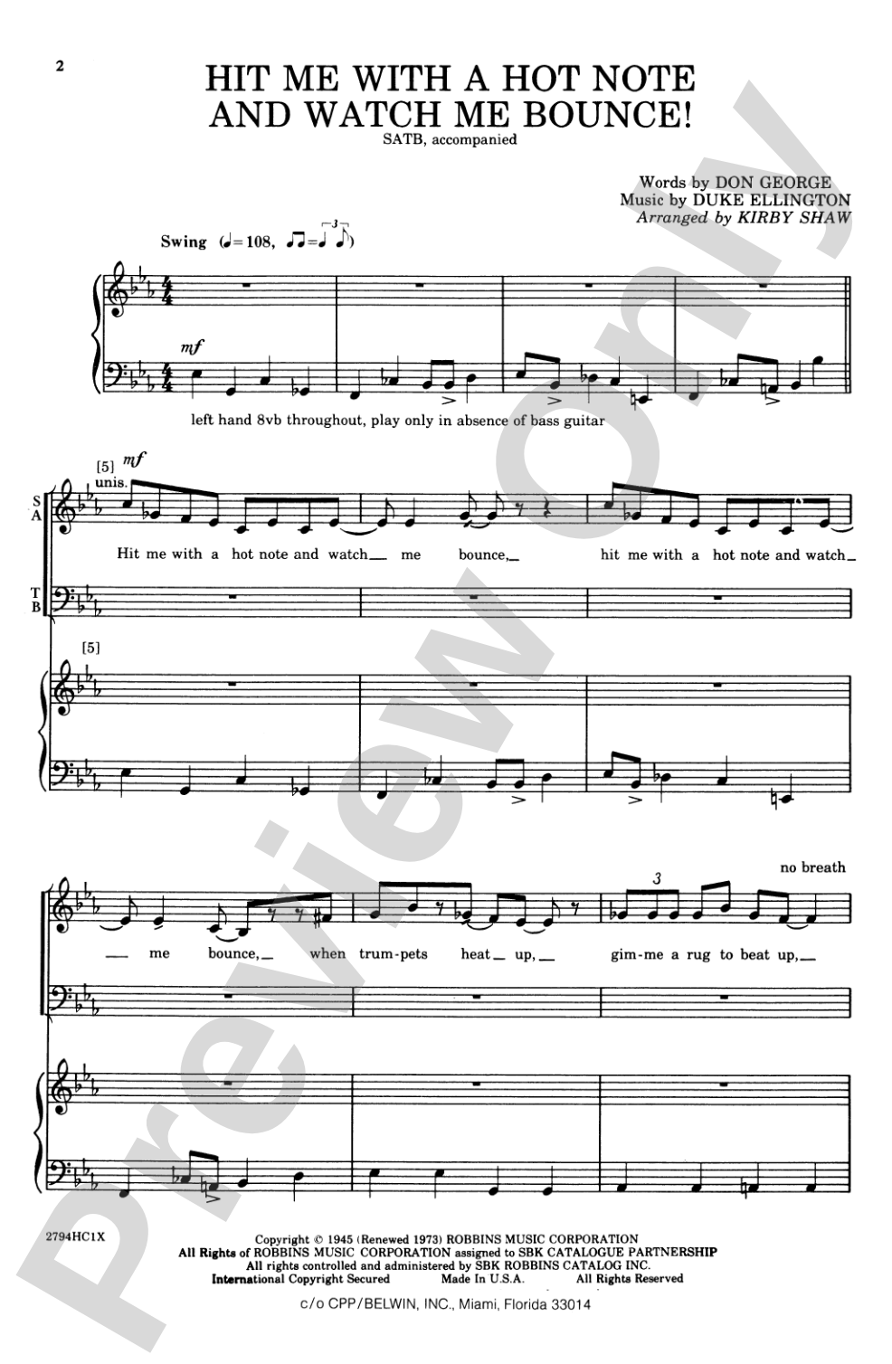 Hit Me with a Hot Note and Watch Me Bounce!: SATB Choral Octavo