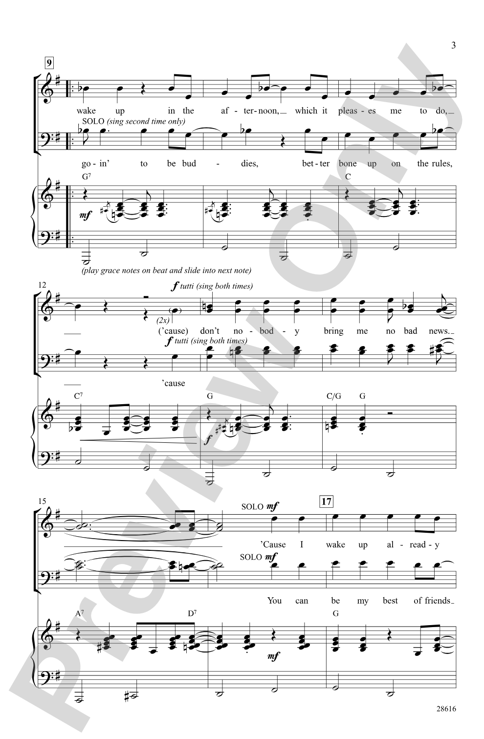 Don't Nobody Bring Me No Bad News (from the musical <i>The Wiz</i>): SATB Choral Octavo