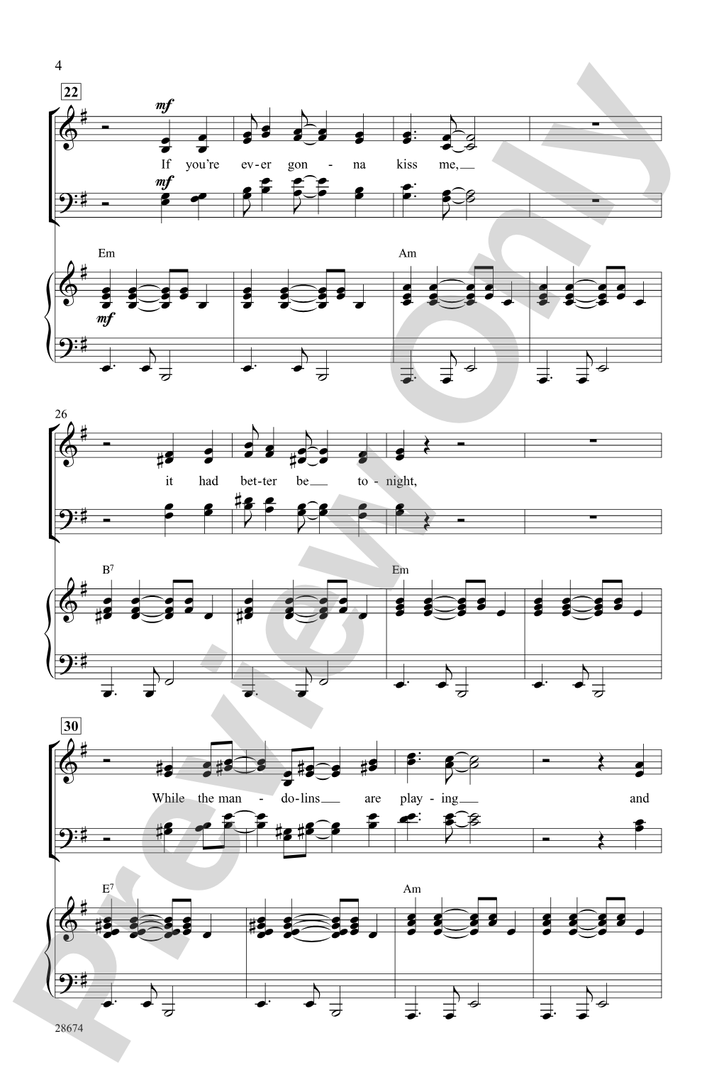 It Had Better Be Tonight (recorded by Michael Buble): SATB Choral Octavo