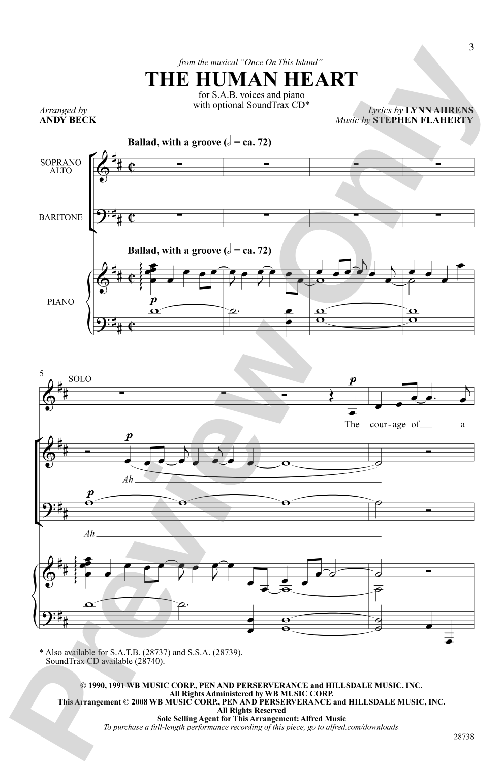 The Human Heart (from the musical <i>Once On This Island</i>): SAB Choral Octavo