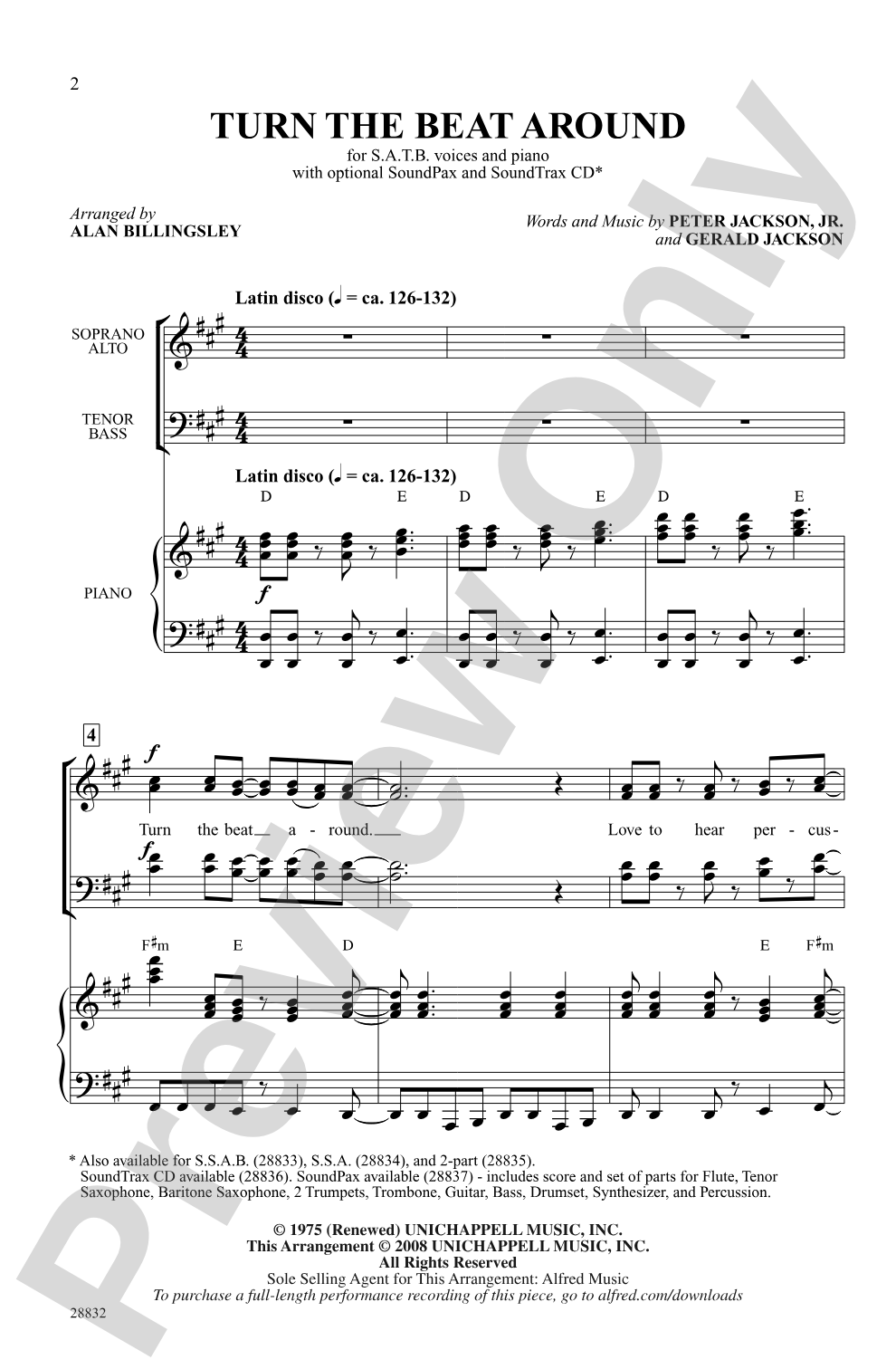 Turn the Beat Around: SATB Choral Octavo