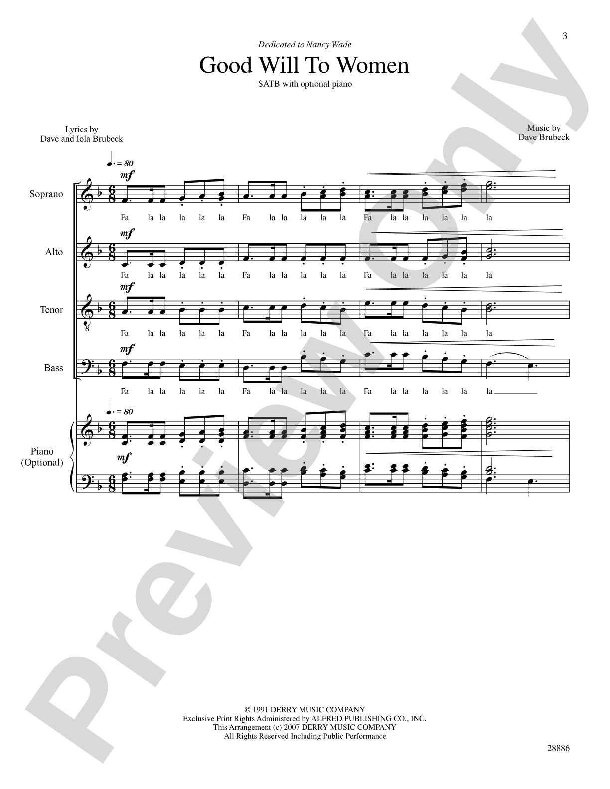 Good Will to Women: SATB Choral Octavo