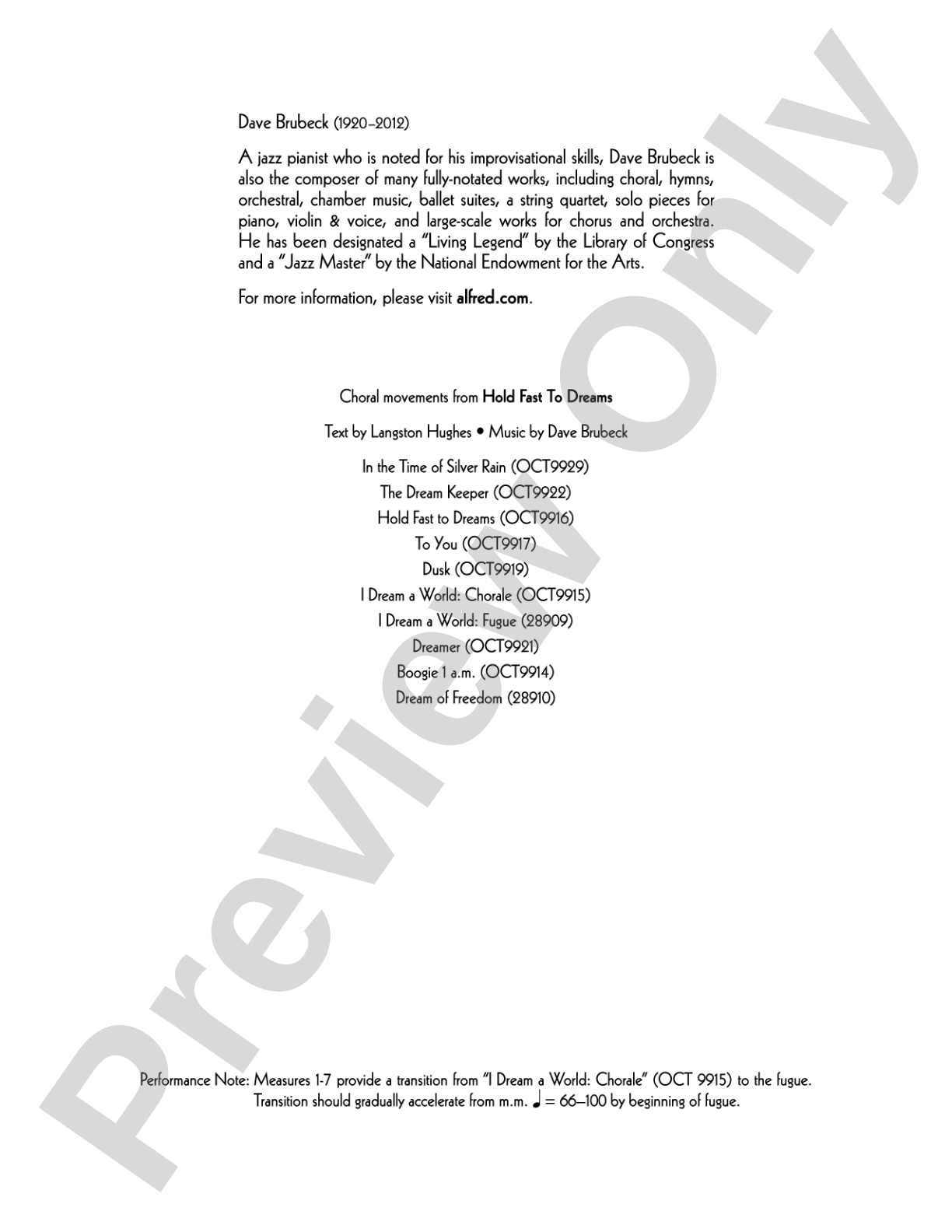 I Dream a World: Fugue: SATB Choral Octavo
