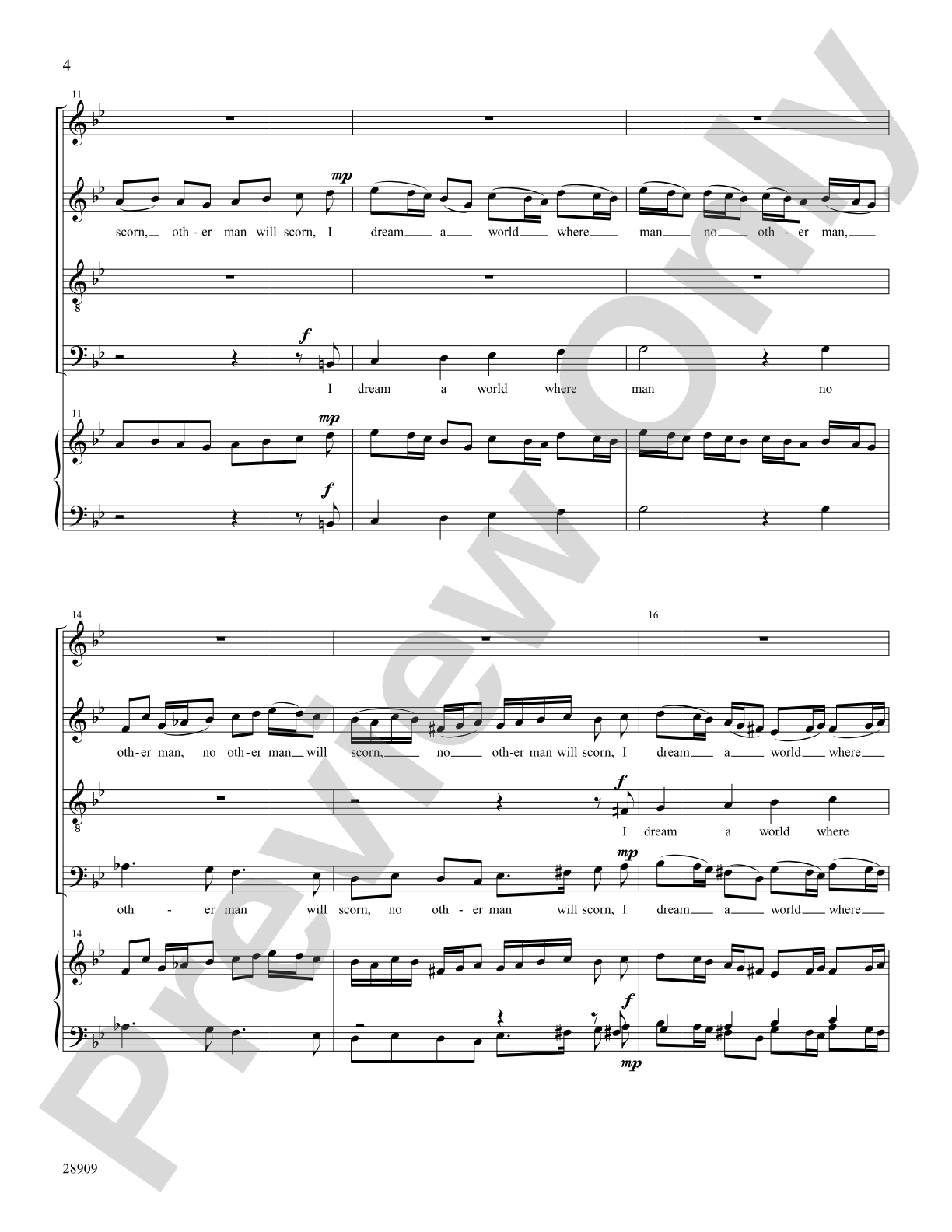 I Dream a World: Fugue: SATB Choral Octavo