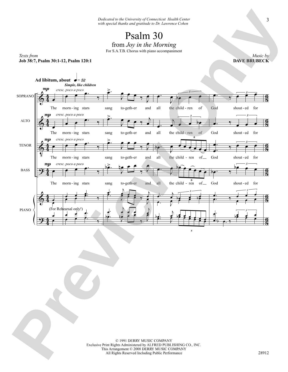 Psalm 30: SATB Choral Octavo