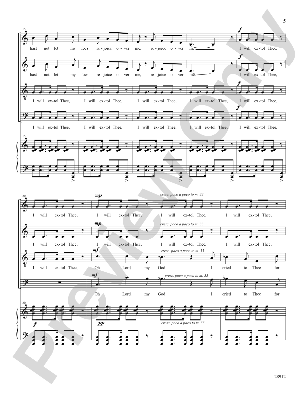 Psalm 30: SATB Choral Octavo
