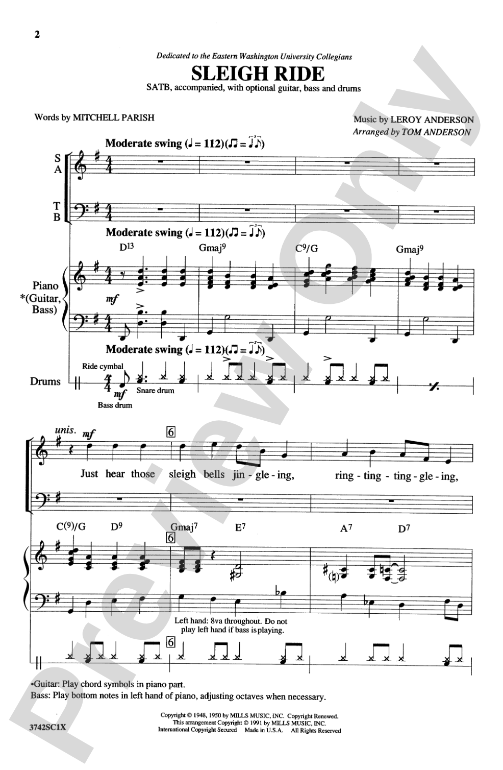 Sleigh Ride: SATB Choral Octavo