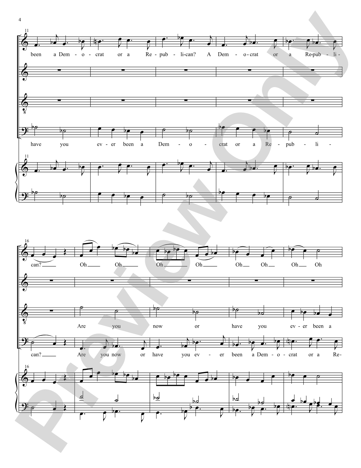 Are You Now or Have You Ever Been a Democrat or a Republican?: SATB Choral Octavo