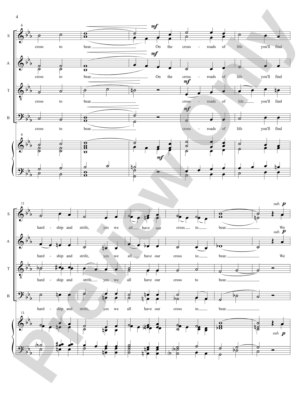 Yes, We All Have Our Cross to Bear: SSAATTBB Choral Octavo