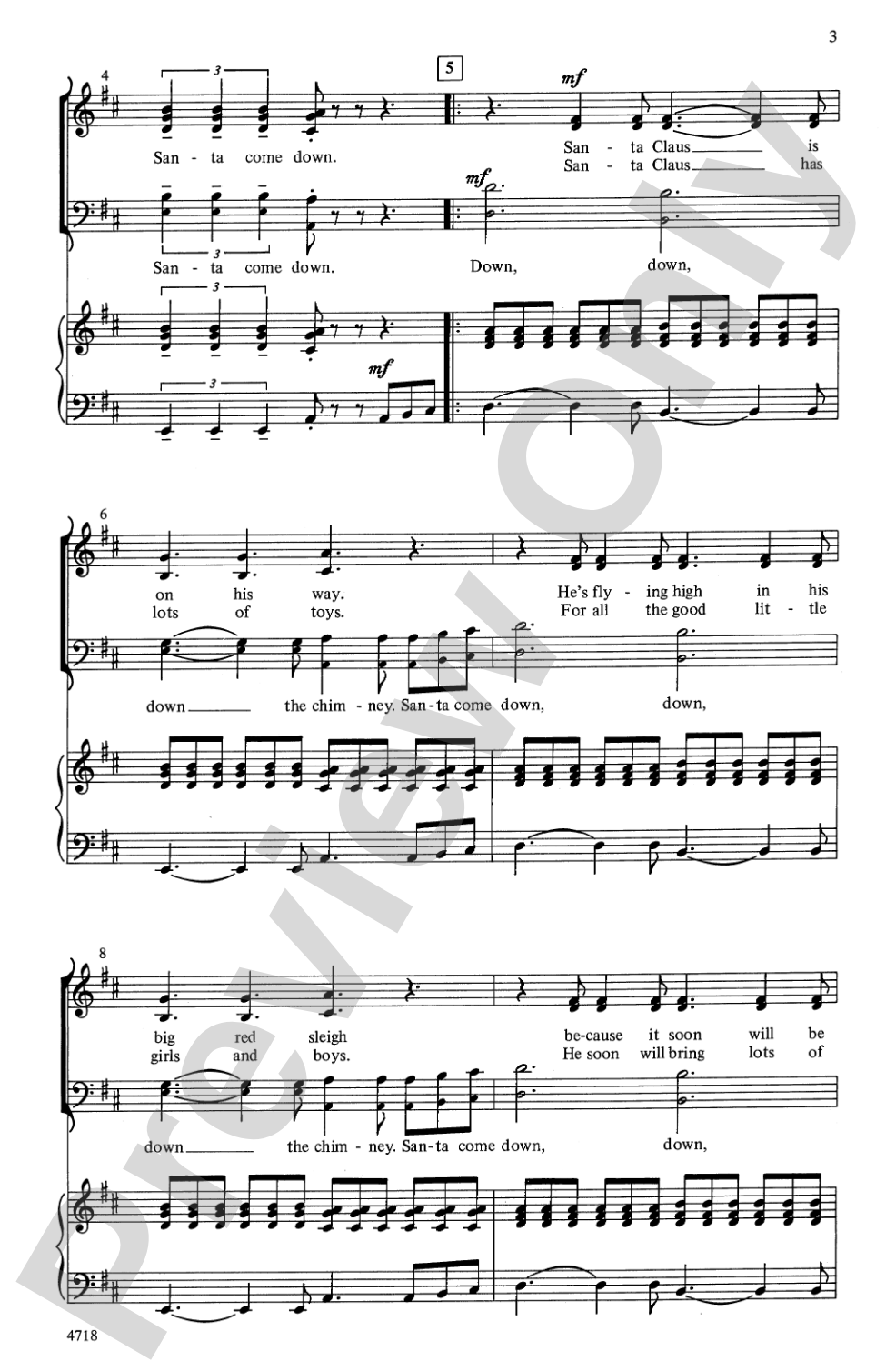 Down, Down the Chimney: 3-Part Mixed Choral Octavo