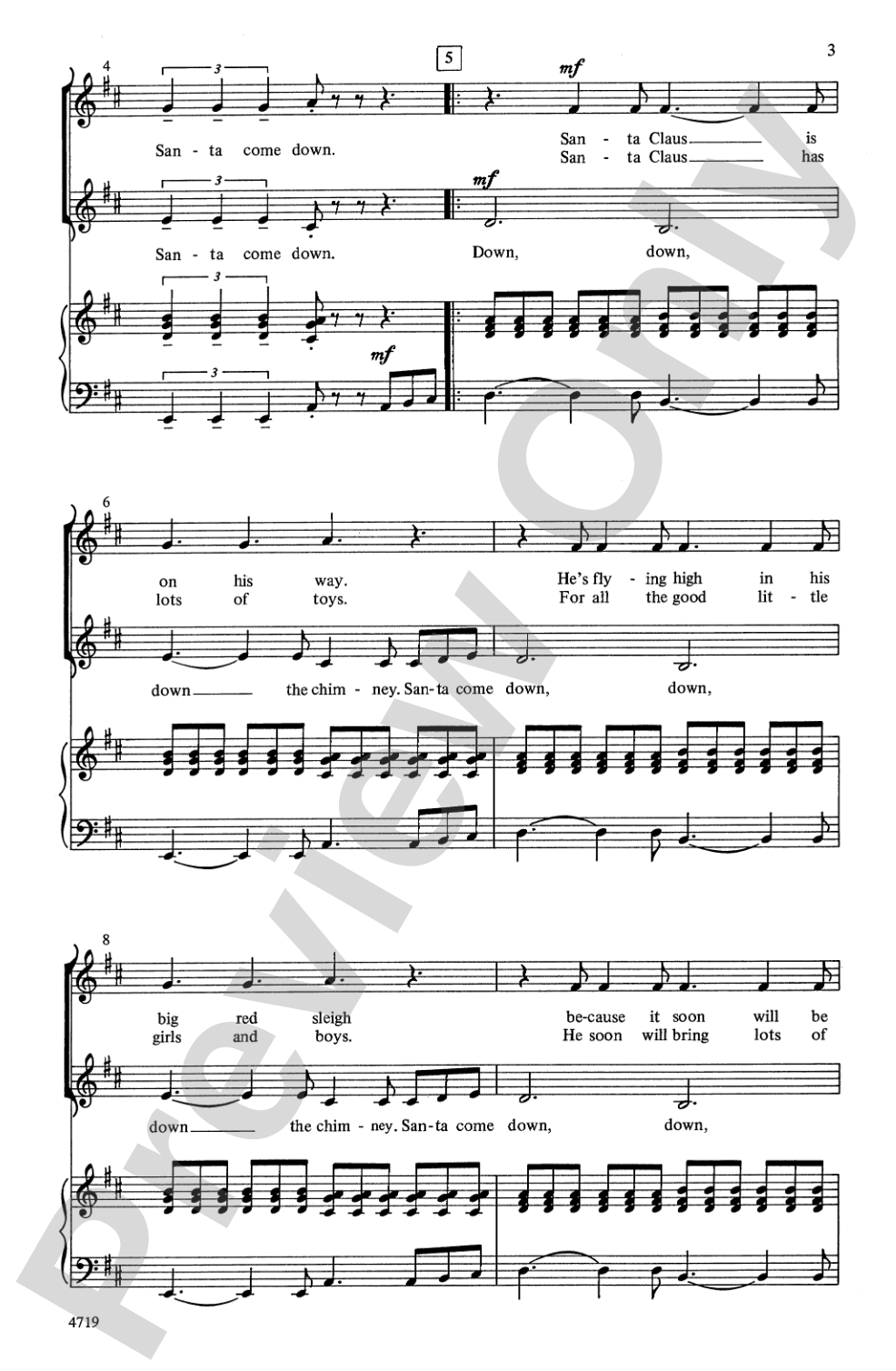 Down, Down the Chimney: 2/3-Part Treble Choral Octavo