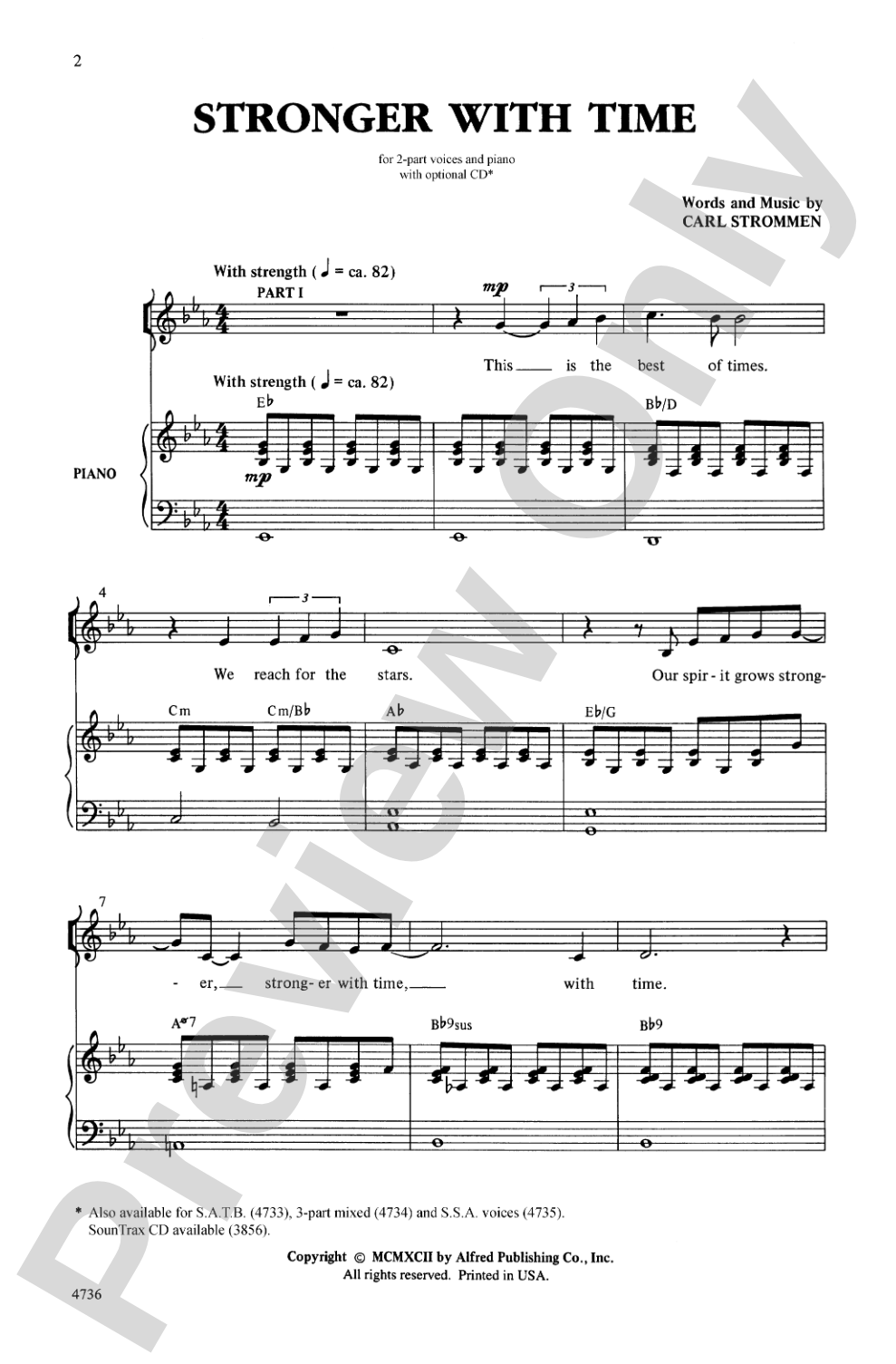 Stronger with Time: 2-Part Choral Octavo