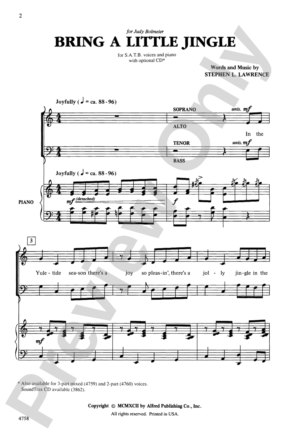 Bring a Little Jingle: SATB Choral Octavo
